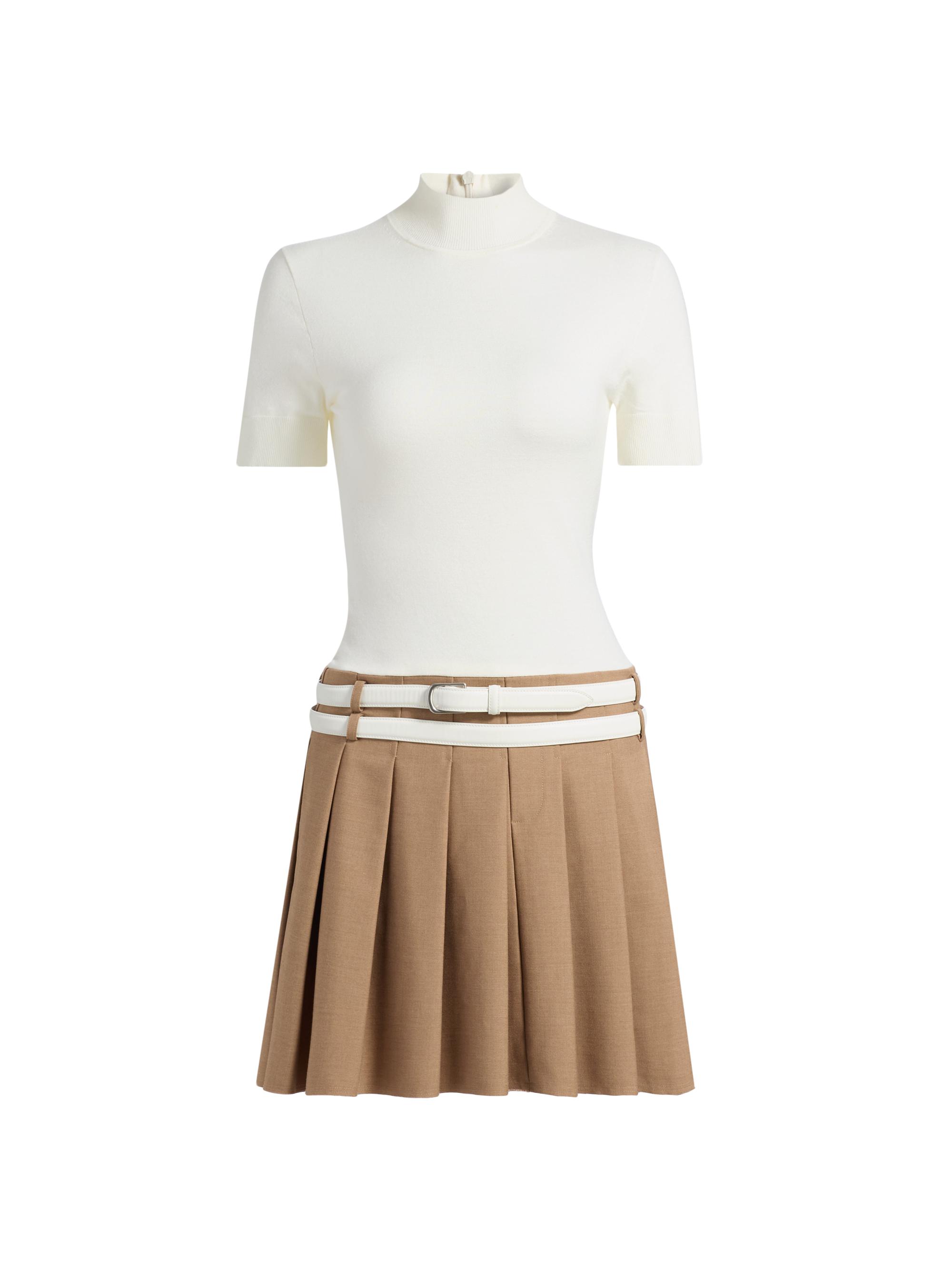 SIMKHAI Women's Abbie Mixed-Media Belted Minidress - Cream Multi