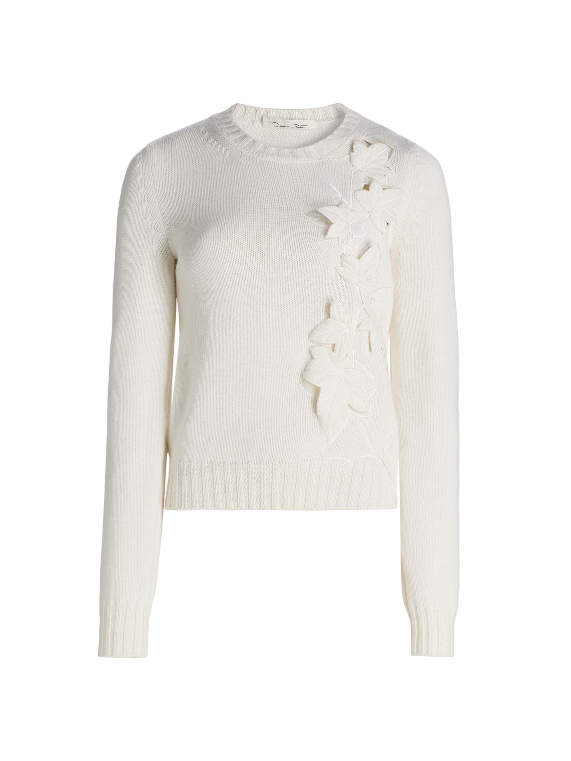 Oscar de la Renta Women's Laser-Cut Ivy Virgin-Wool Sweater -