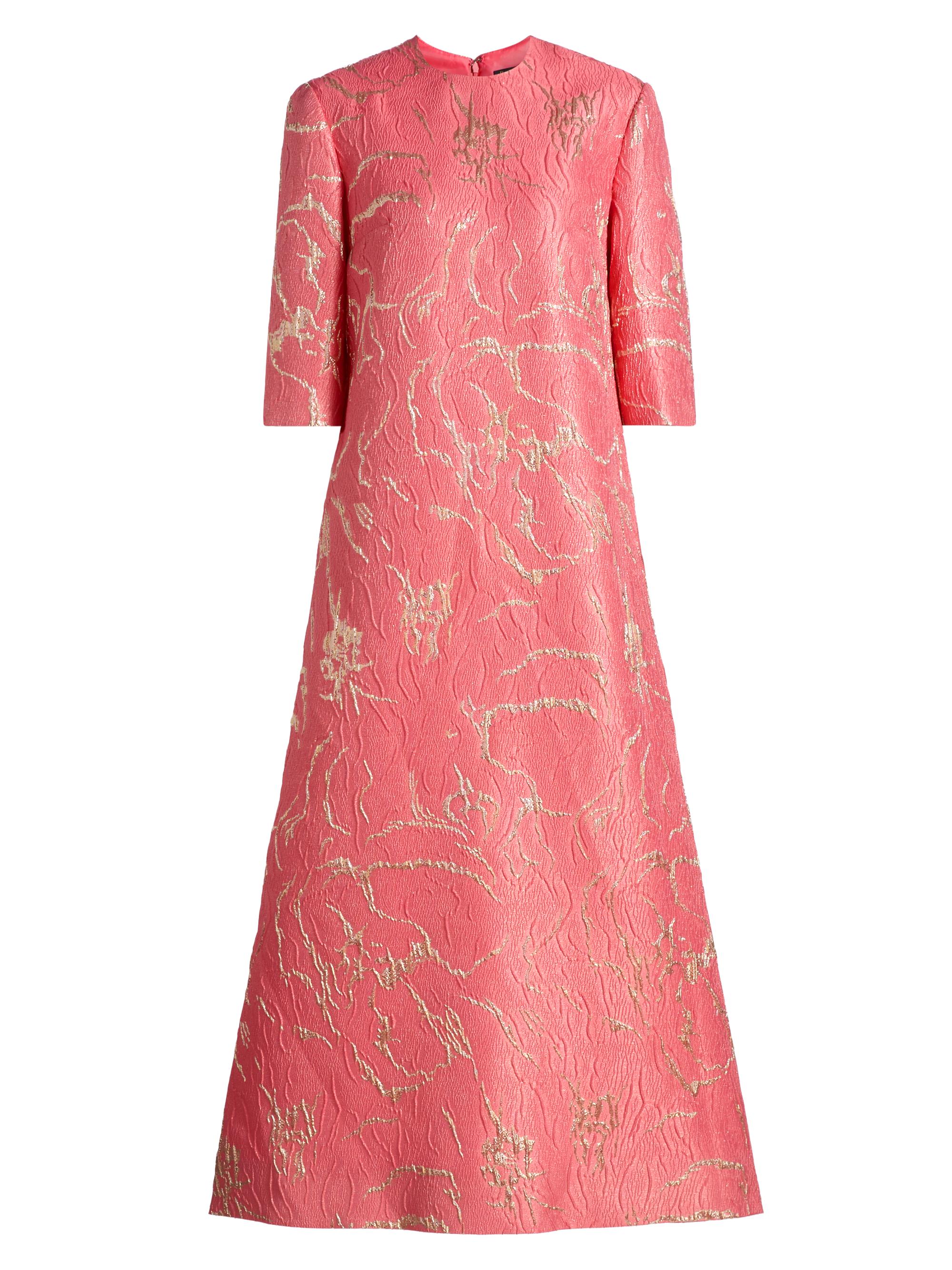 Reem Acra Women's Petals, Spice, & Whispers of Plumage Textured Cloqué Tailored-Fit Caftan - Watermelon