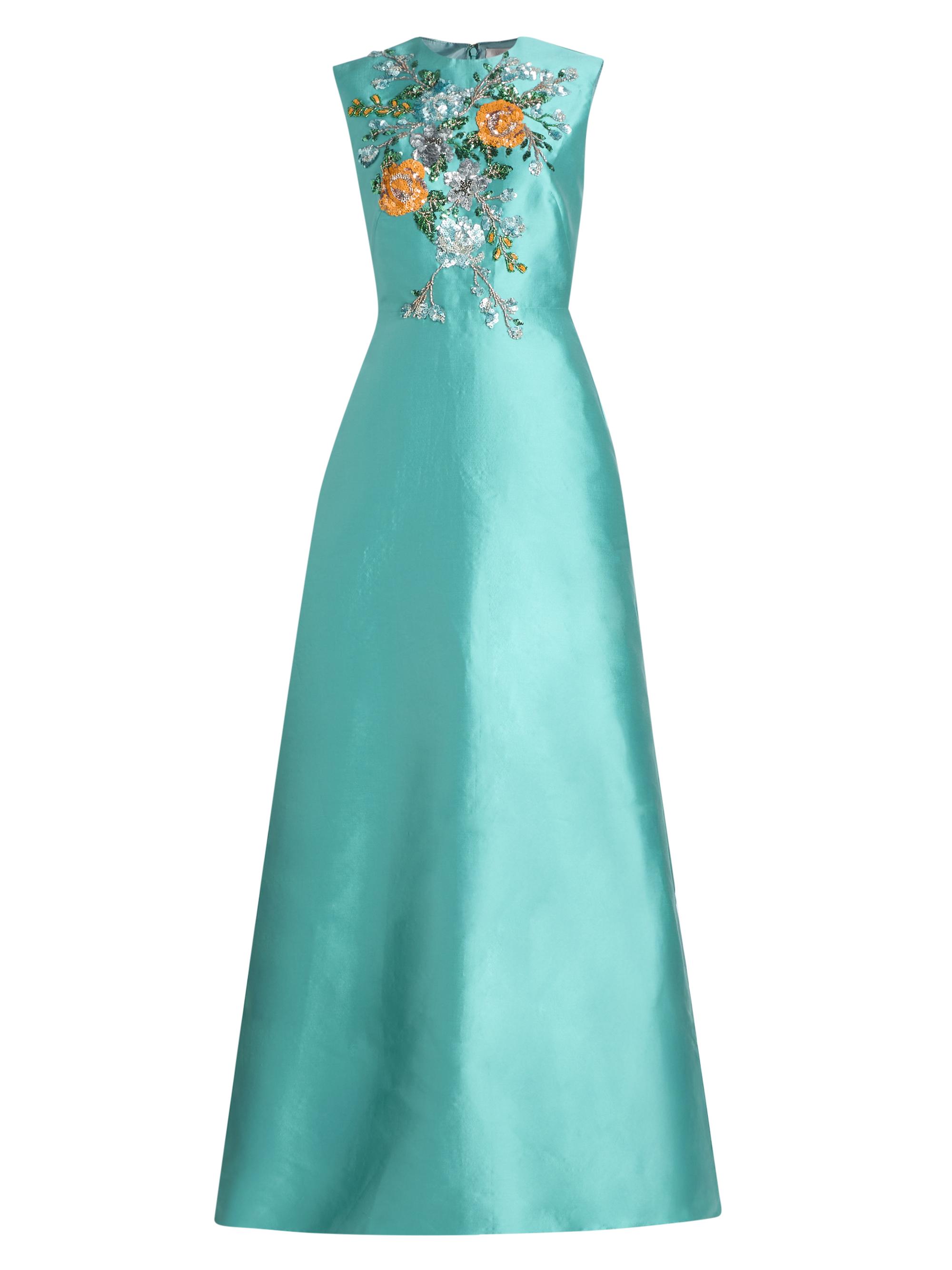 Reem Acra Women's Petals, Spice, & Whispers Of Plumage Fit & Flare Gown - Sky