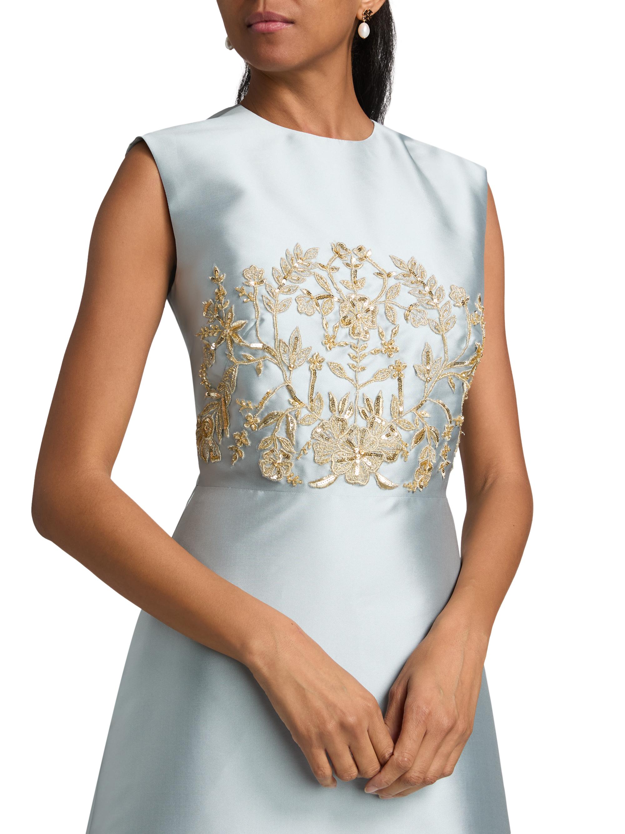 Reem Acra Embroidered Piqu Cocktail Dress | Saks Fifth Avenue