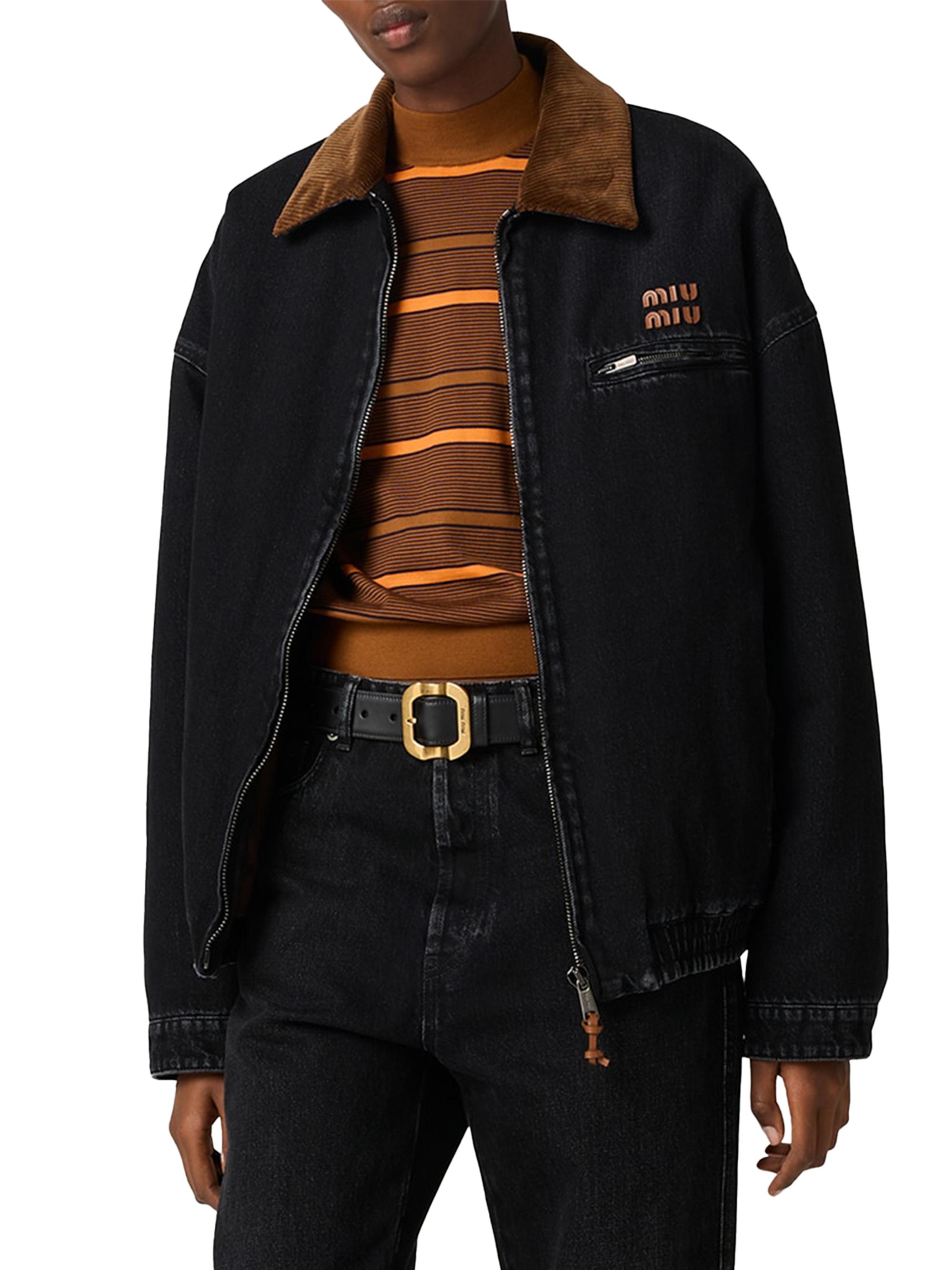 Miu Miu Black Denim Blouson Jacket | Saks Fifth Avenue