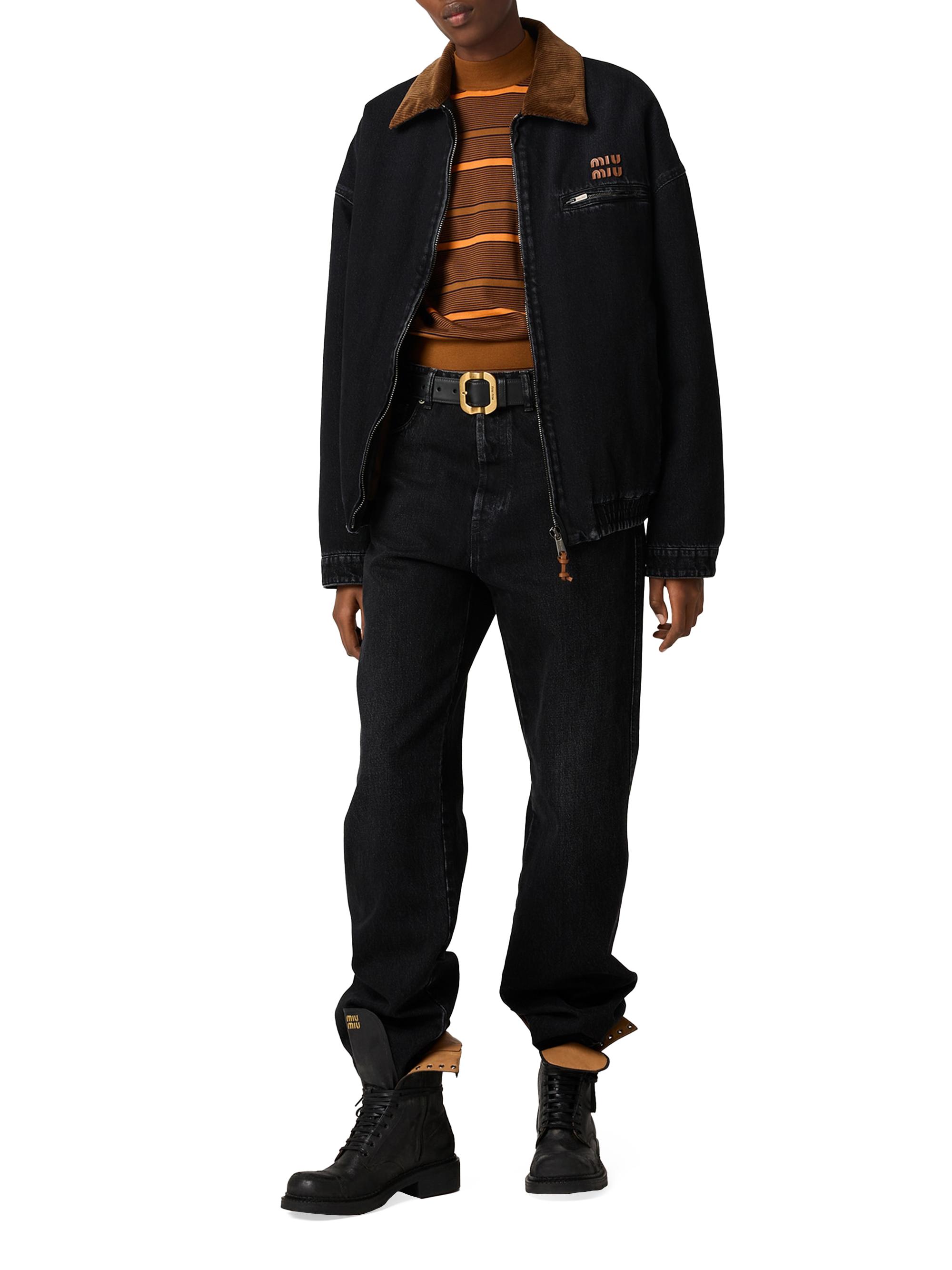 Miu Miu Black Denim Blouson Jacket | Saks Fifth Avenue