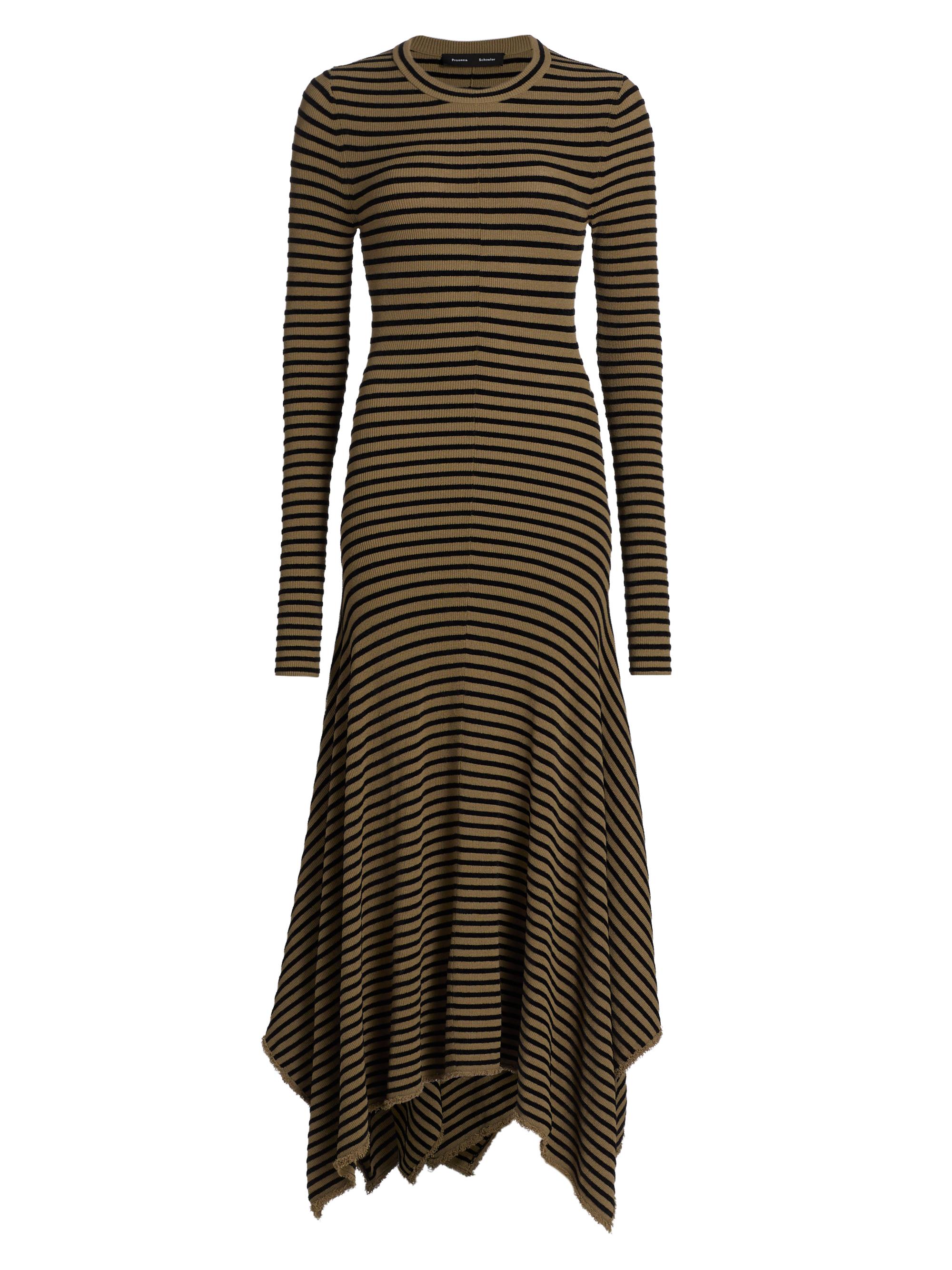 Proenza Schouler Women's Didi Handkerchief Hem Striped Maxi Dress - Khaki Black