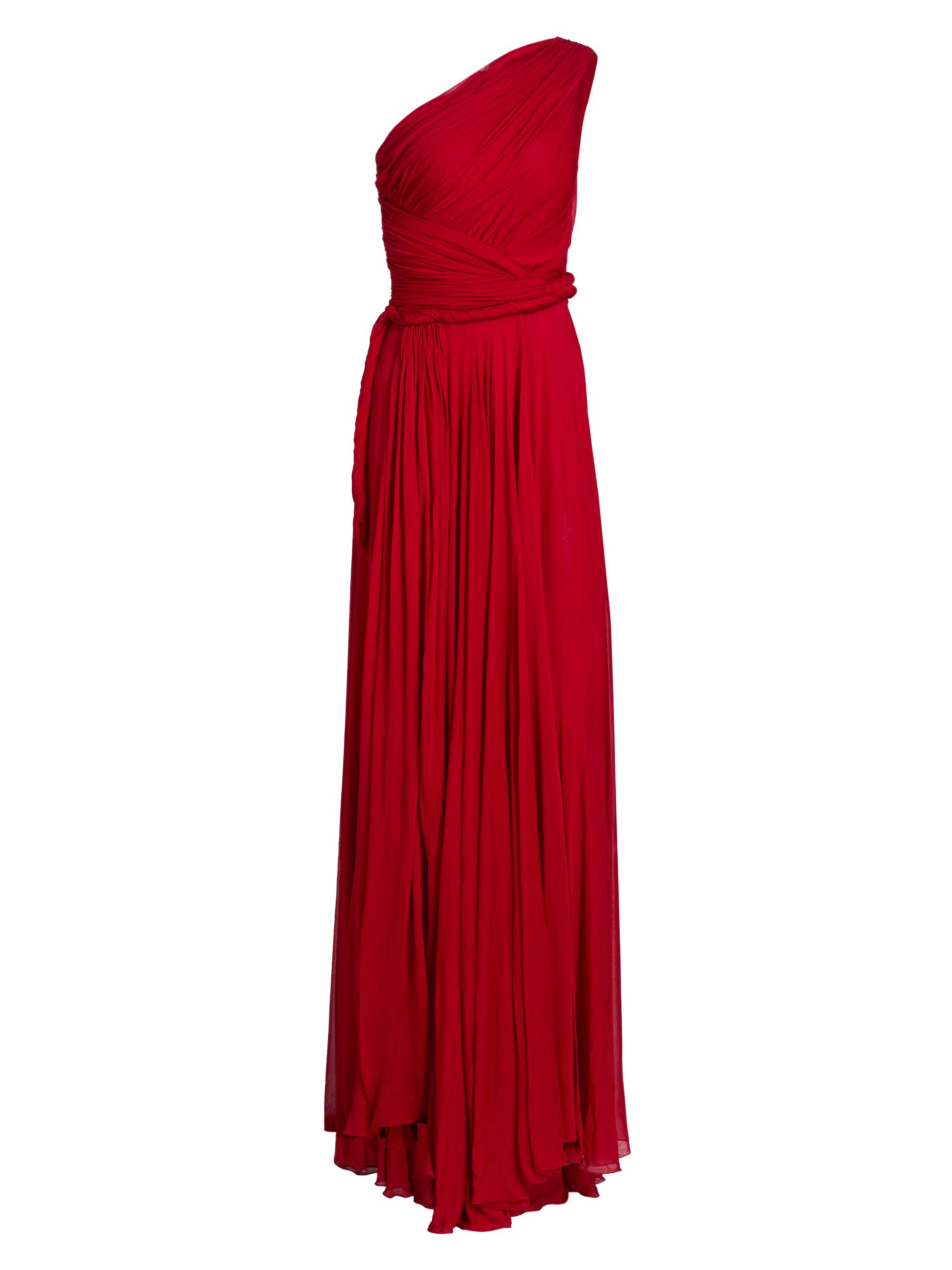 Giambattista Valli Women's One-Shoulder Ruched Jersey Maxi Dress - Red