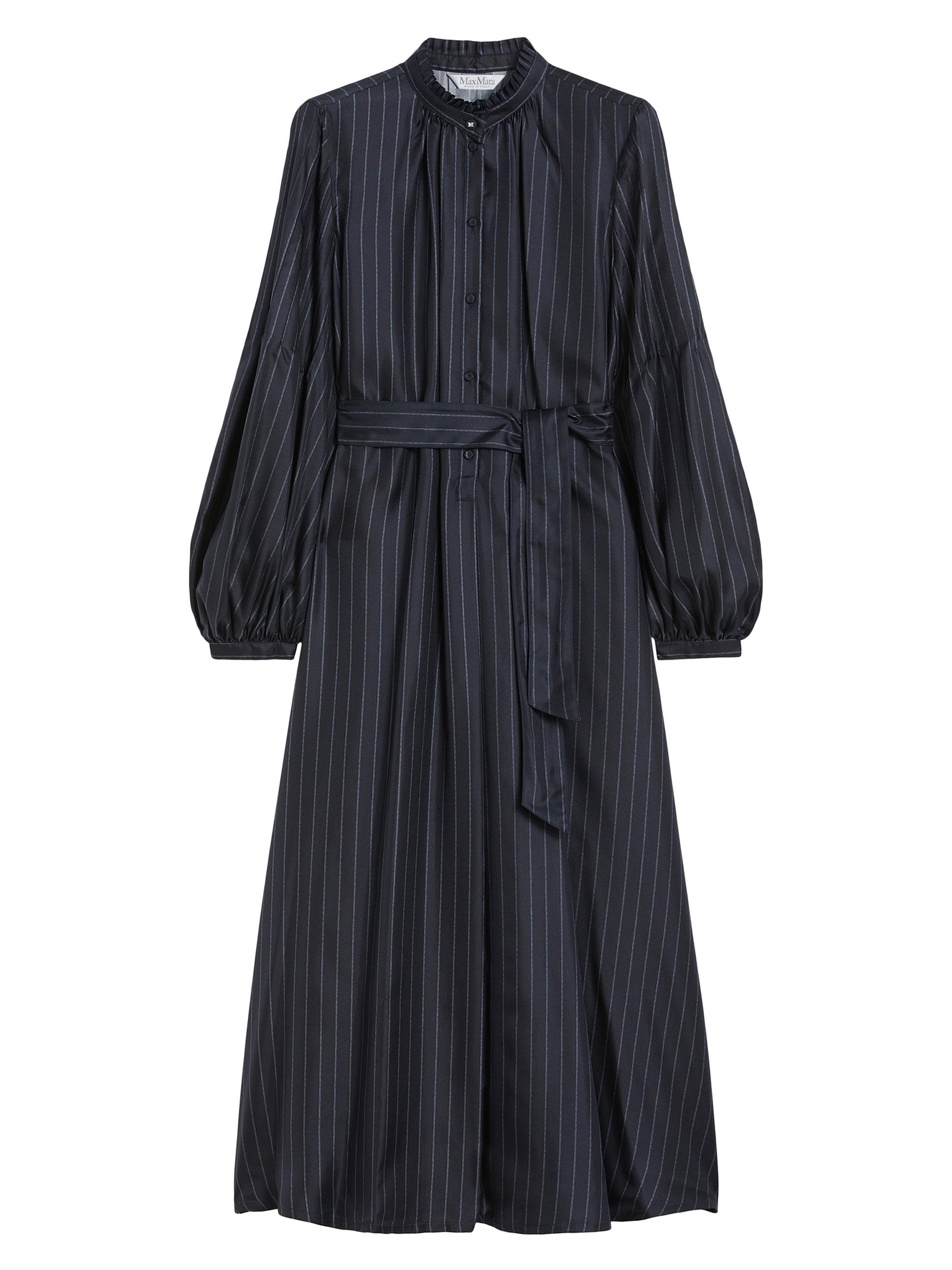 Max Mara Women's Long Silk Dress - Ultramarine Stripes Print