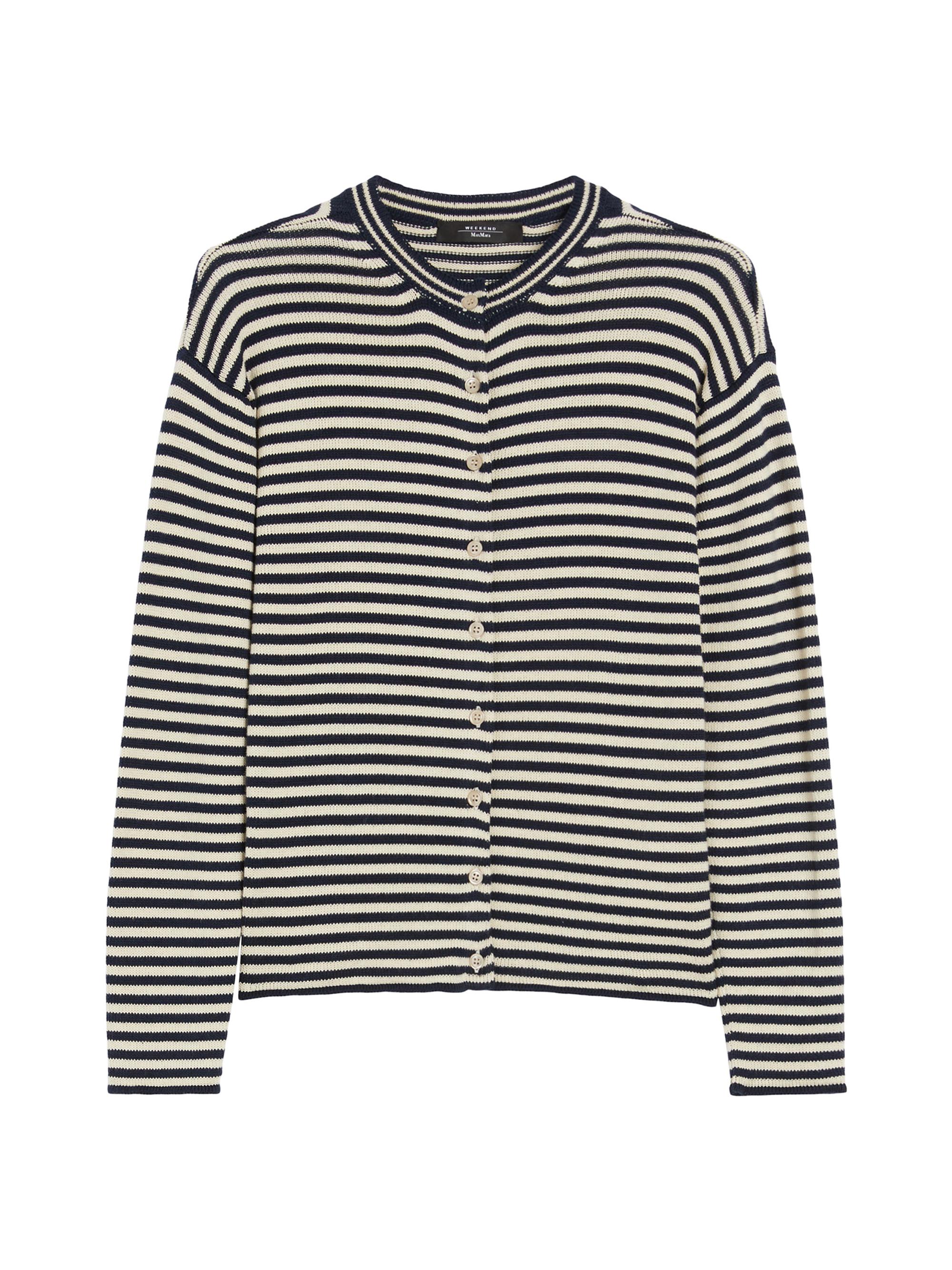 Weekend Max Mara Women's Cotton Yarn Cardigan - Navy Pinstripes