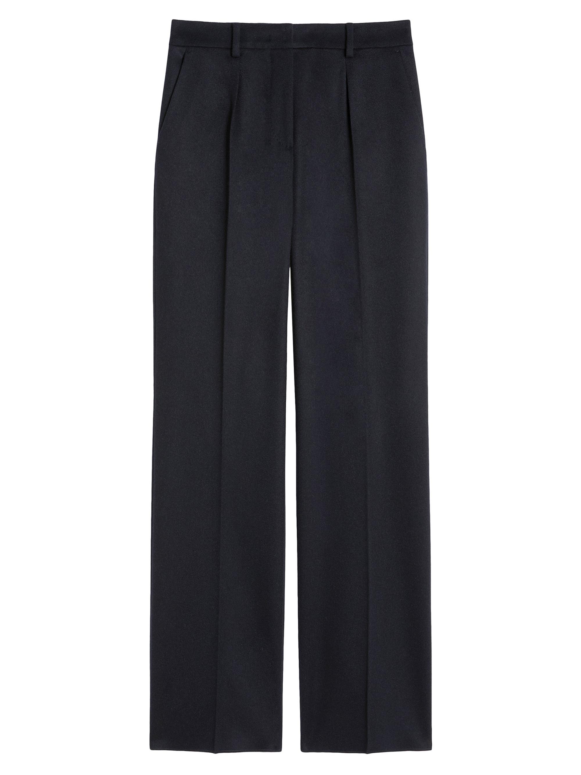 Max Mara Studio Marusca Belted Wool High-Rise Straight-Leg Pants