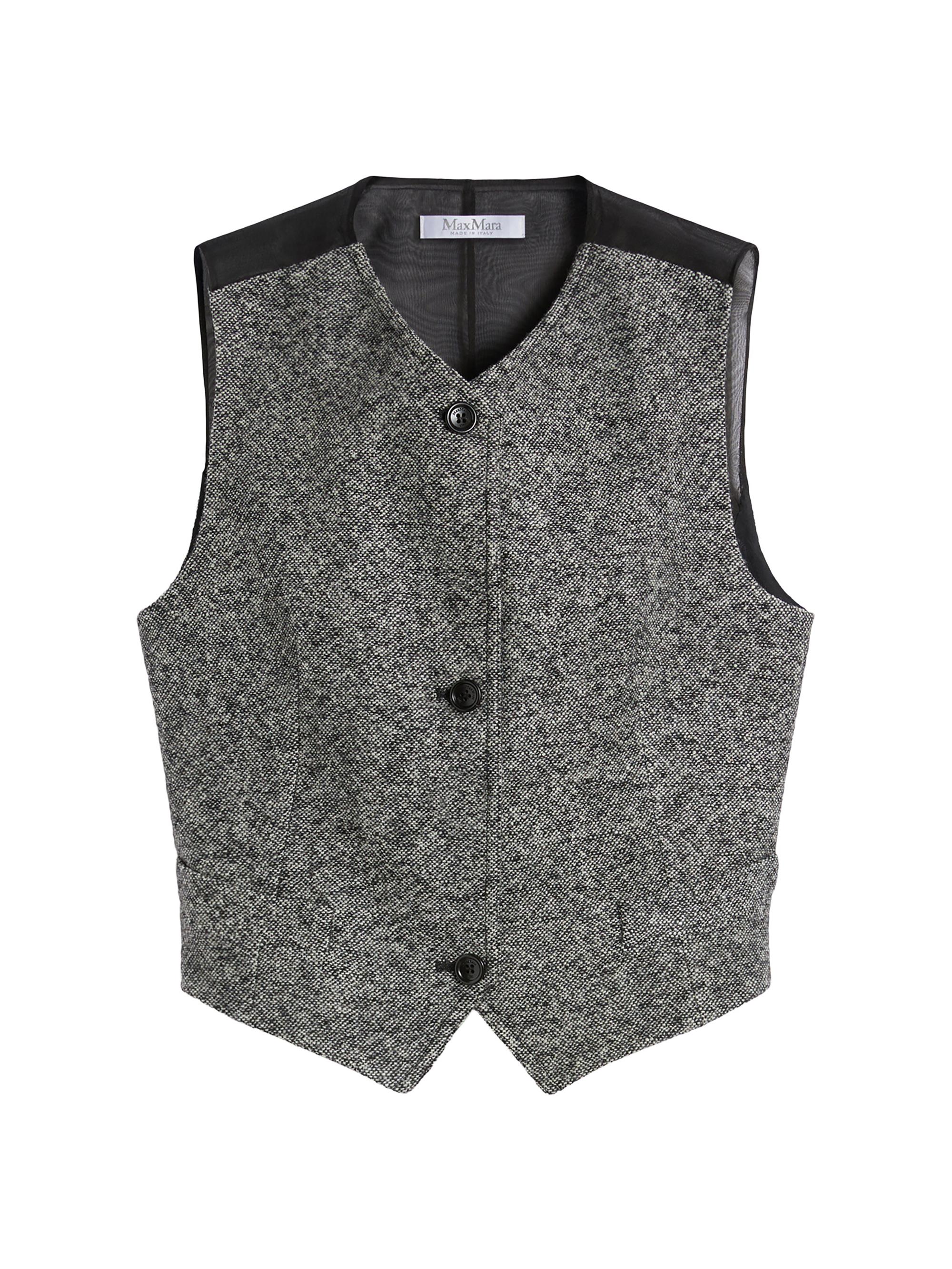 Max Mara Women's Wool and Silk Tweed Gilet - White Black