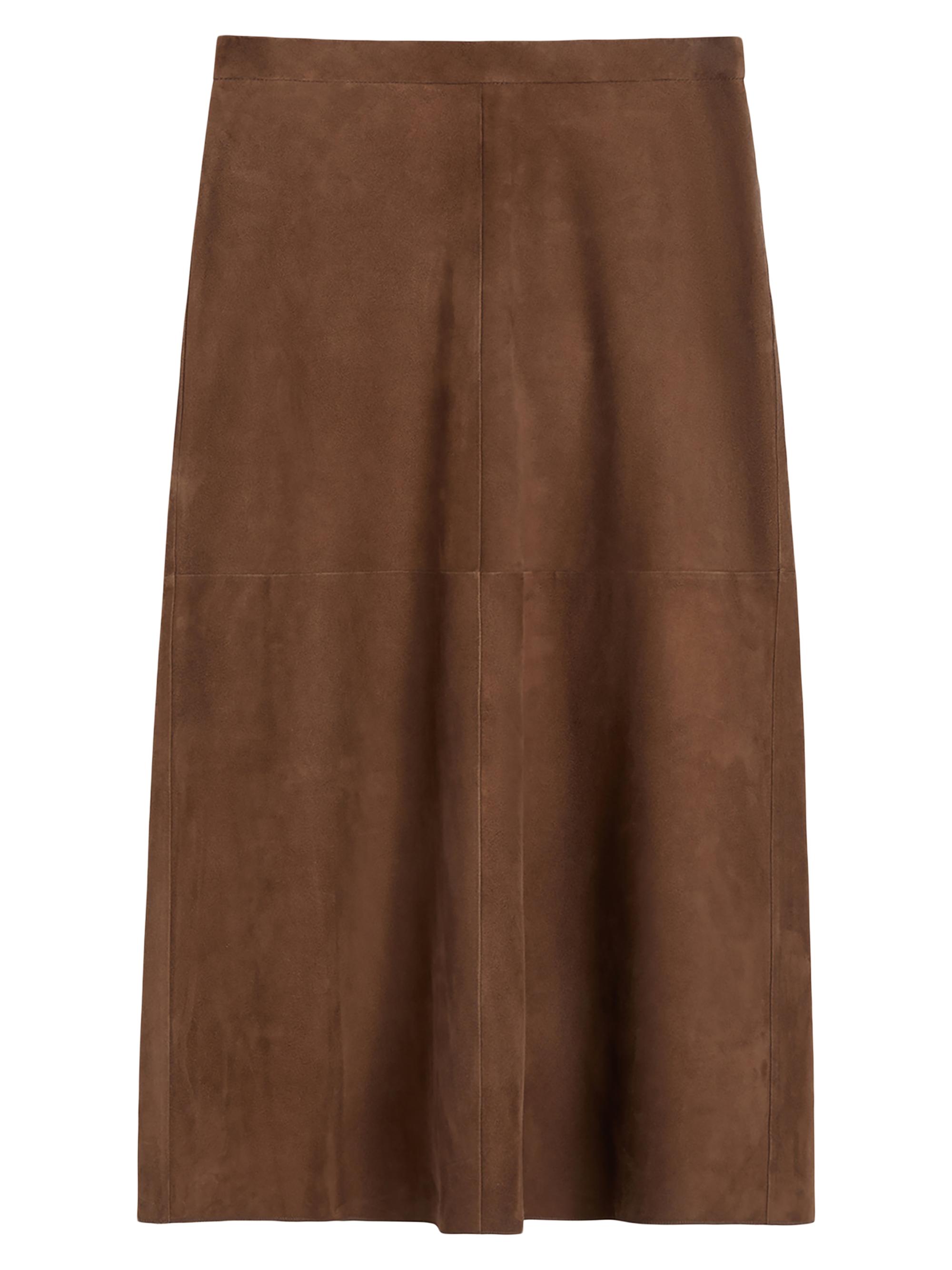 Max Mara Women's Flared Suede Skirt - Dark Brown