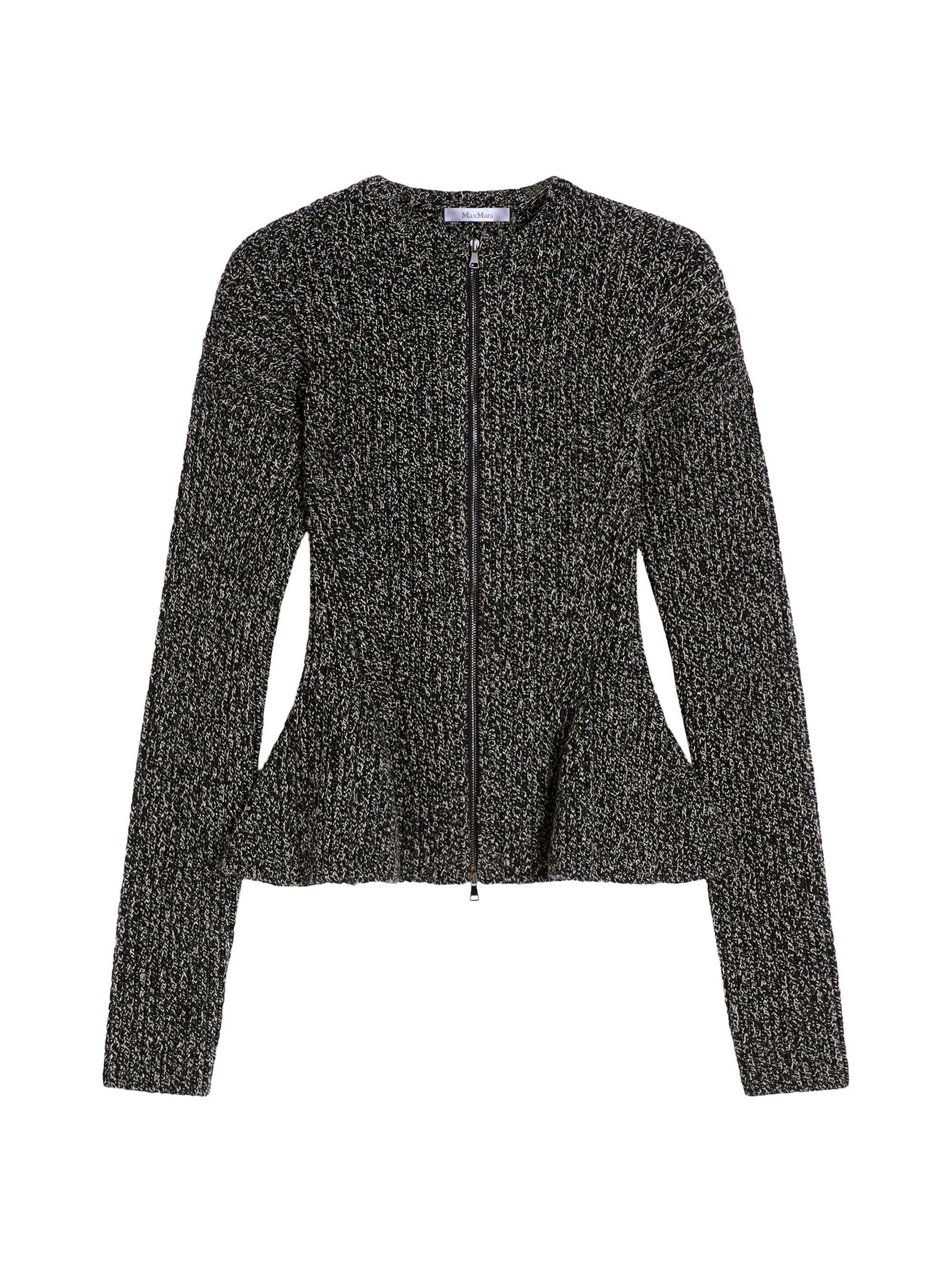 Max Mara Women's Mouliné Wool Yarn Cardigan - White Black Mouline