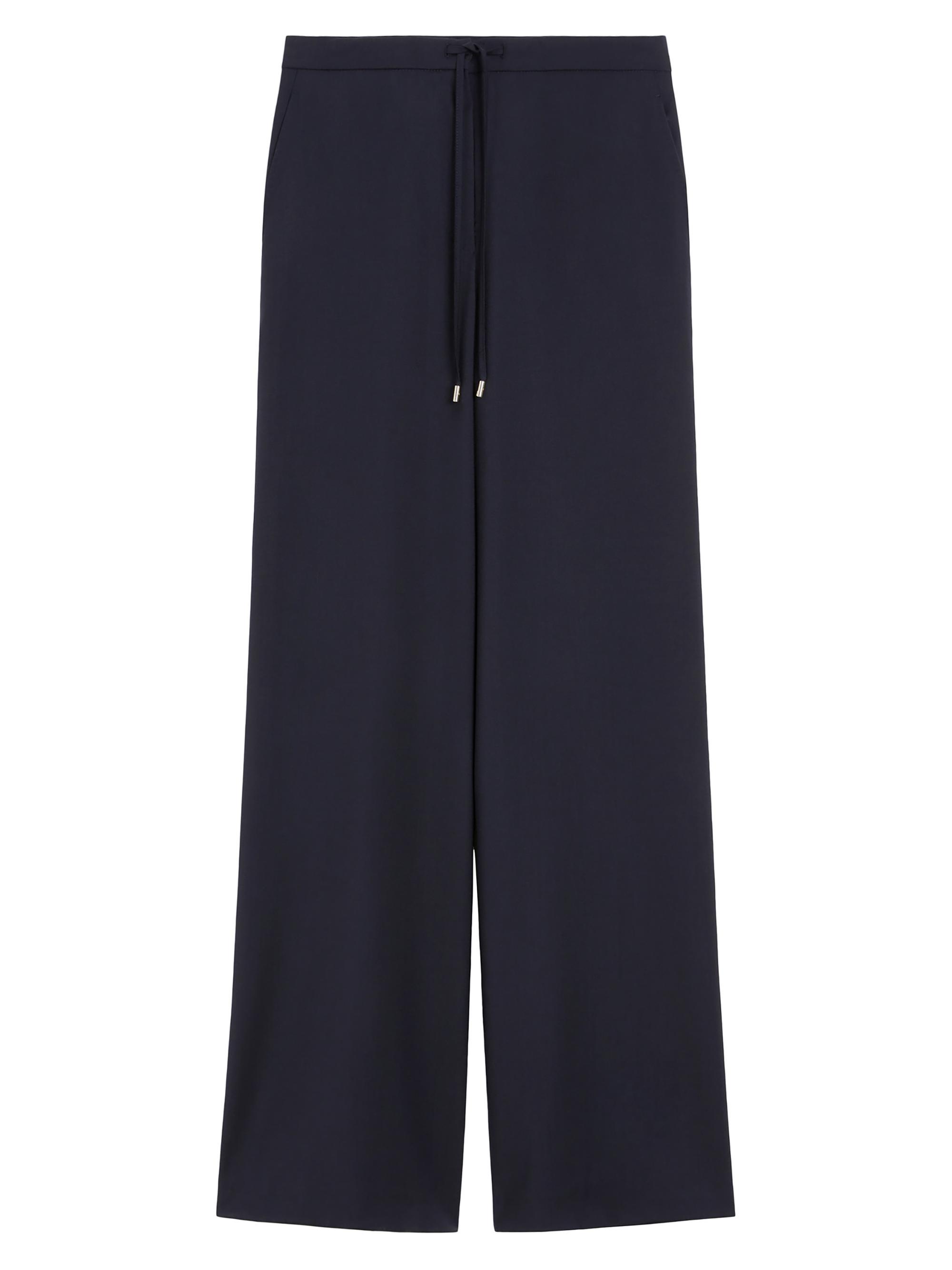 Max Mara Women's Wool Drawstring Trousers - Navy