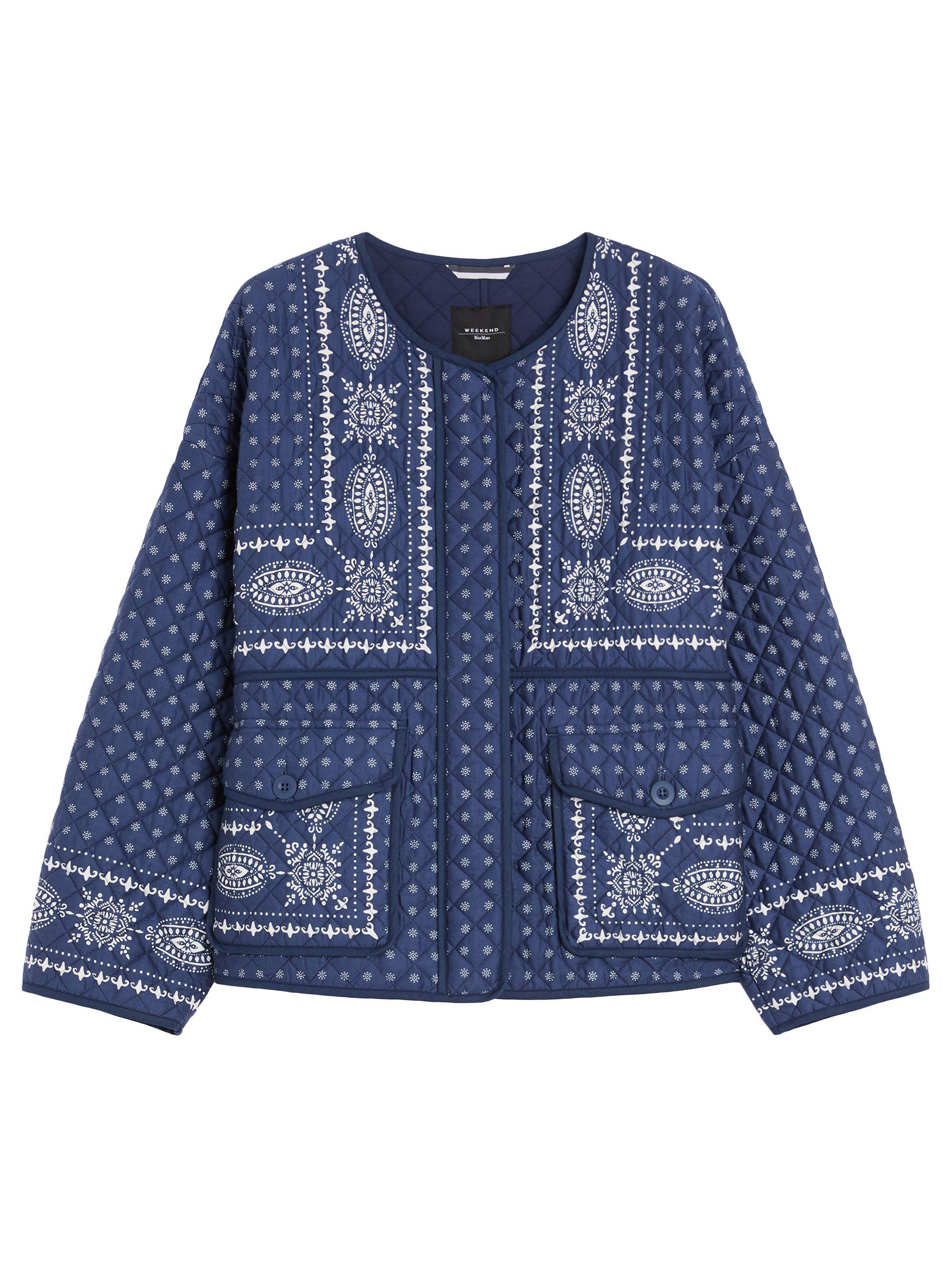 Weekend Max Mara Women's Quilted Cotton Crewneck Jacket - Navy Print