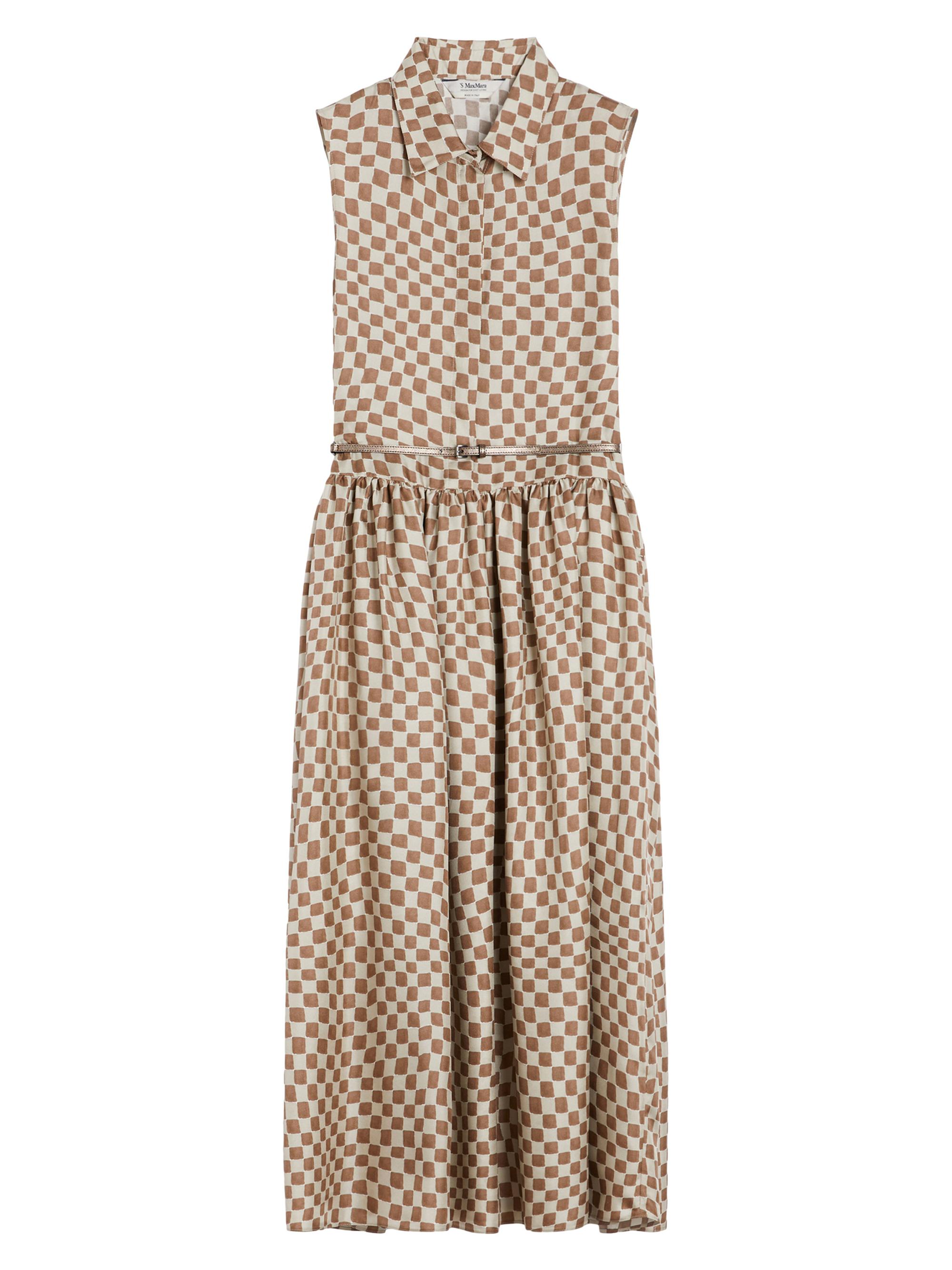 Max Mara Women's Flared Printed Silk Dress - Antique Rose Damier