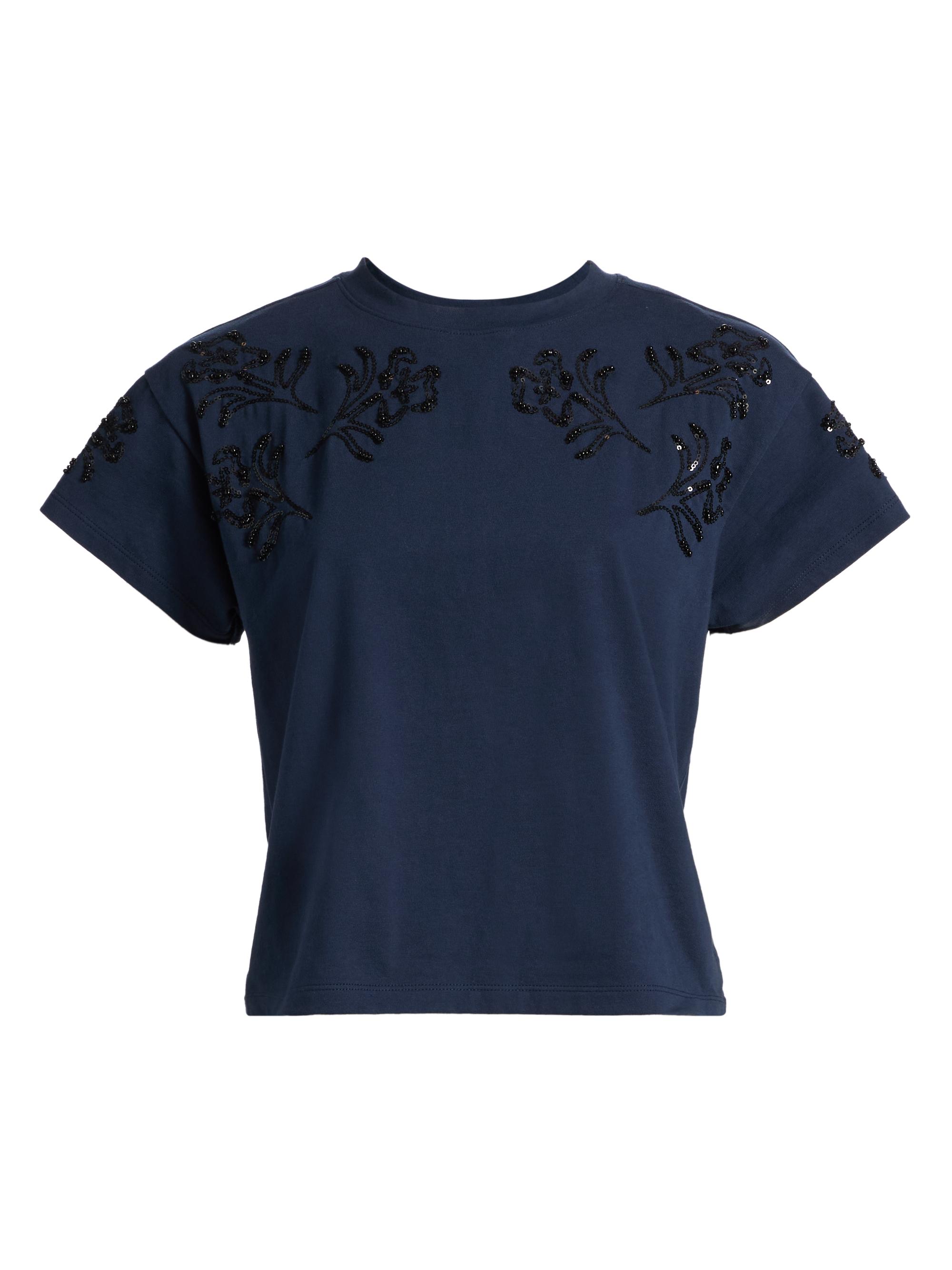 rag & bone Women's Kelly Beaded Floral T-Shirt - Navy Multi