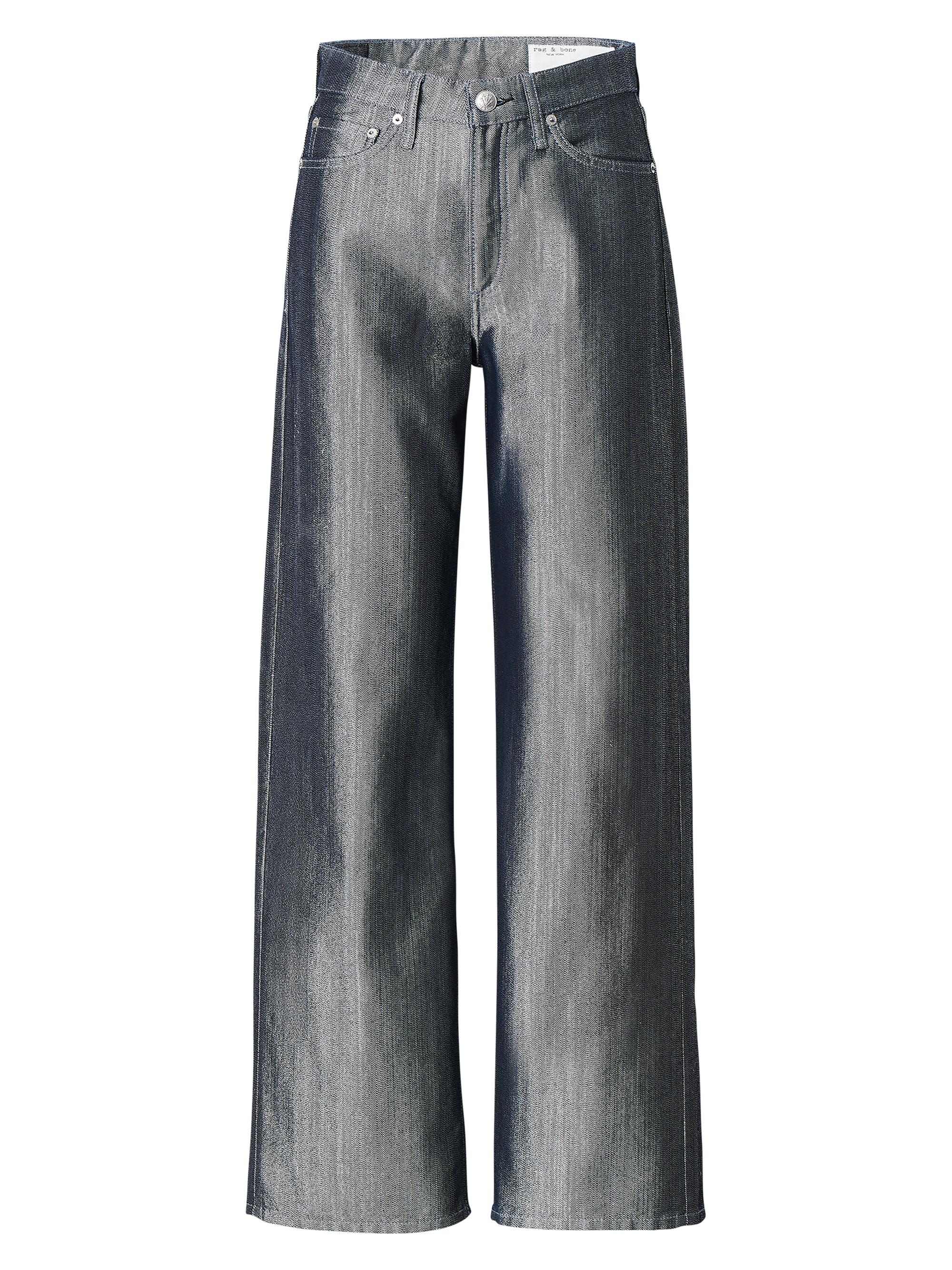 rag & bone Women's Logan Metallic High-Rise Wide-Leg Jeans - Indigo Lurex