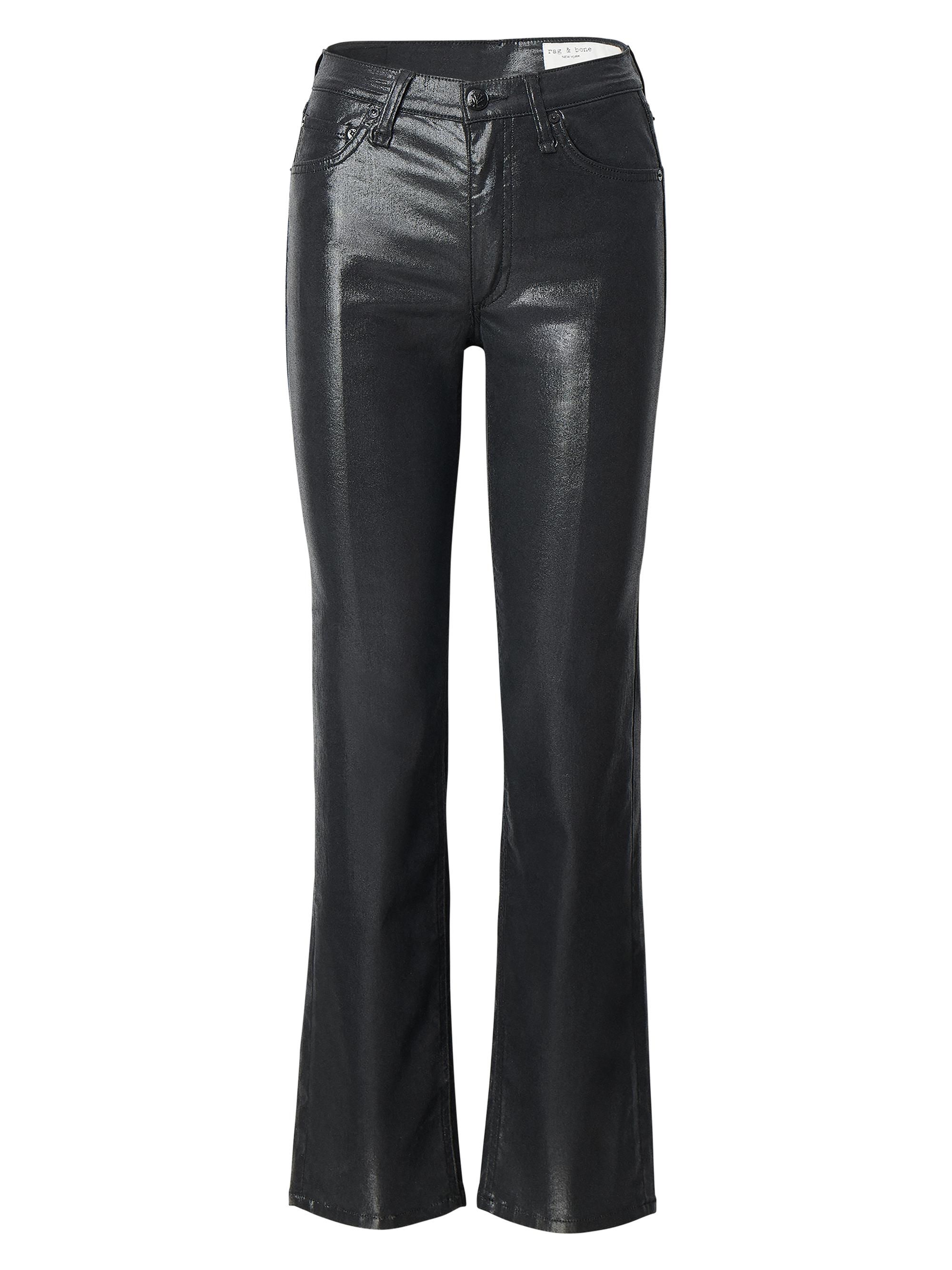 rag & bone Women's Flexi Harlow Full Straight-Leg Pants - Black Coated