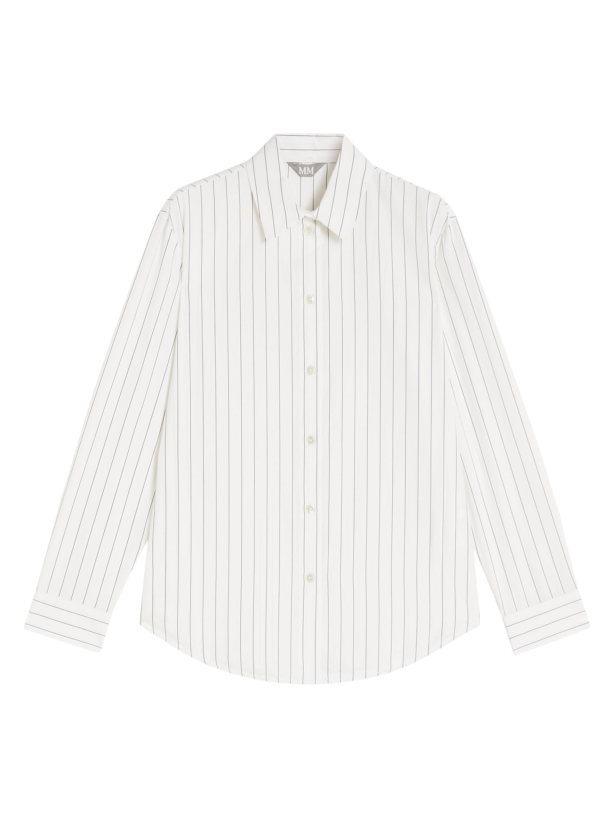 MM Max Mara Women's Cotton Poplin Shirt - White Big Stripe