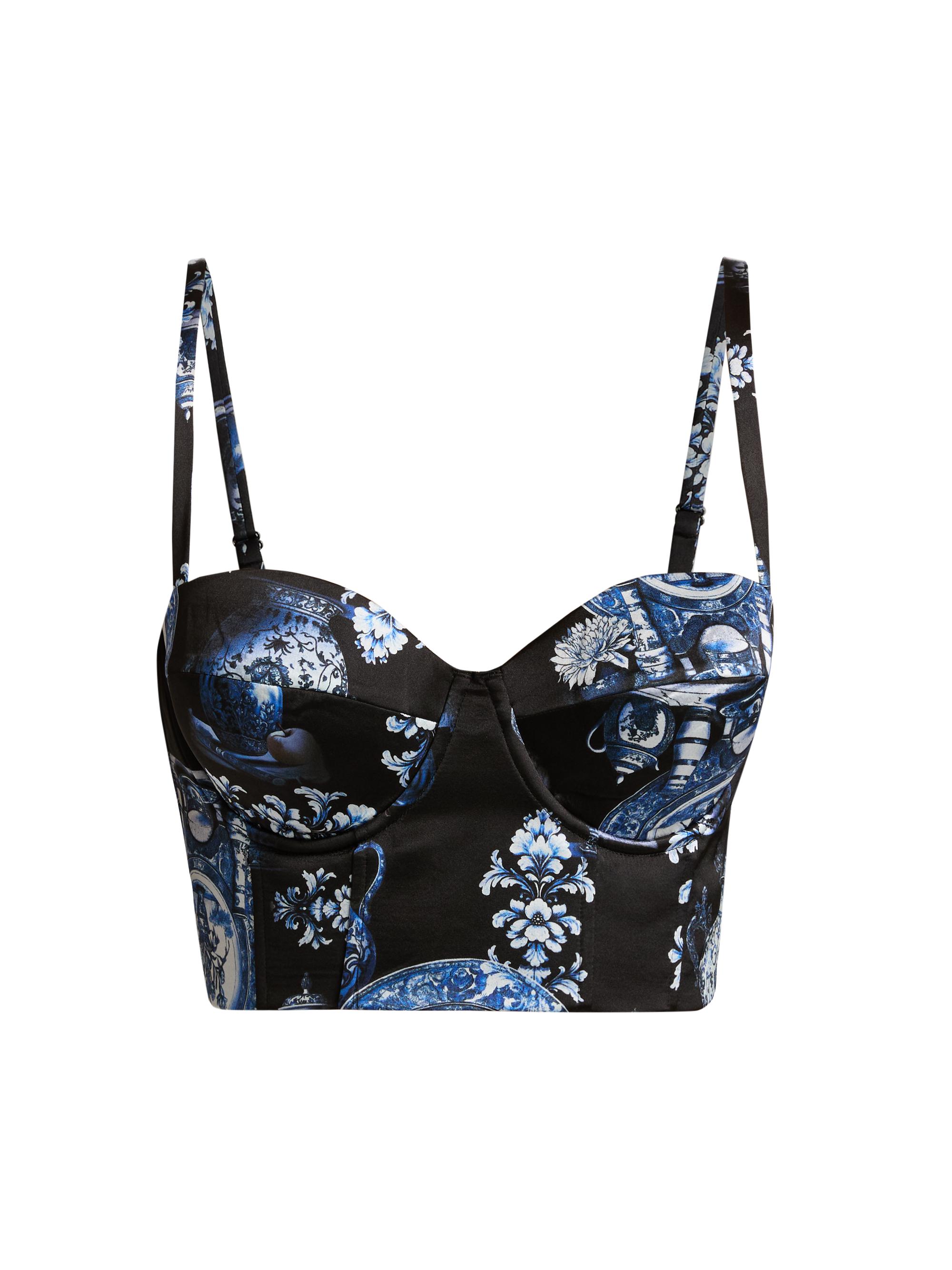 L'AGENCE Women's Sonya Silk Toile Bralette - Black Blue Small Porcelain