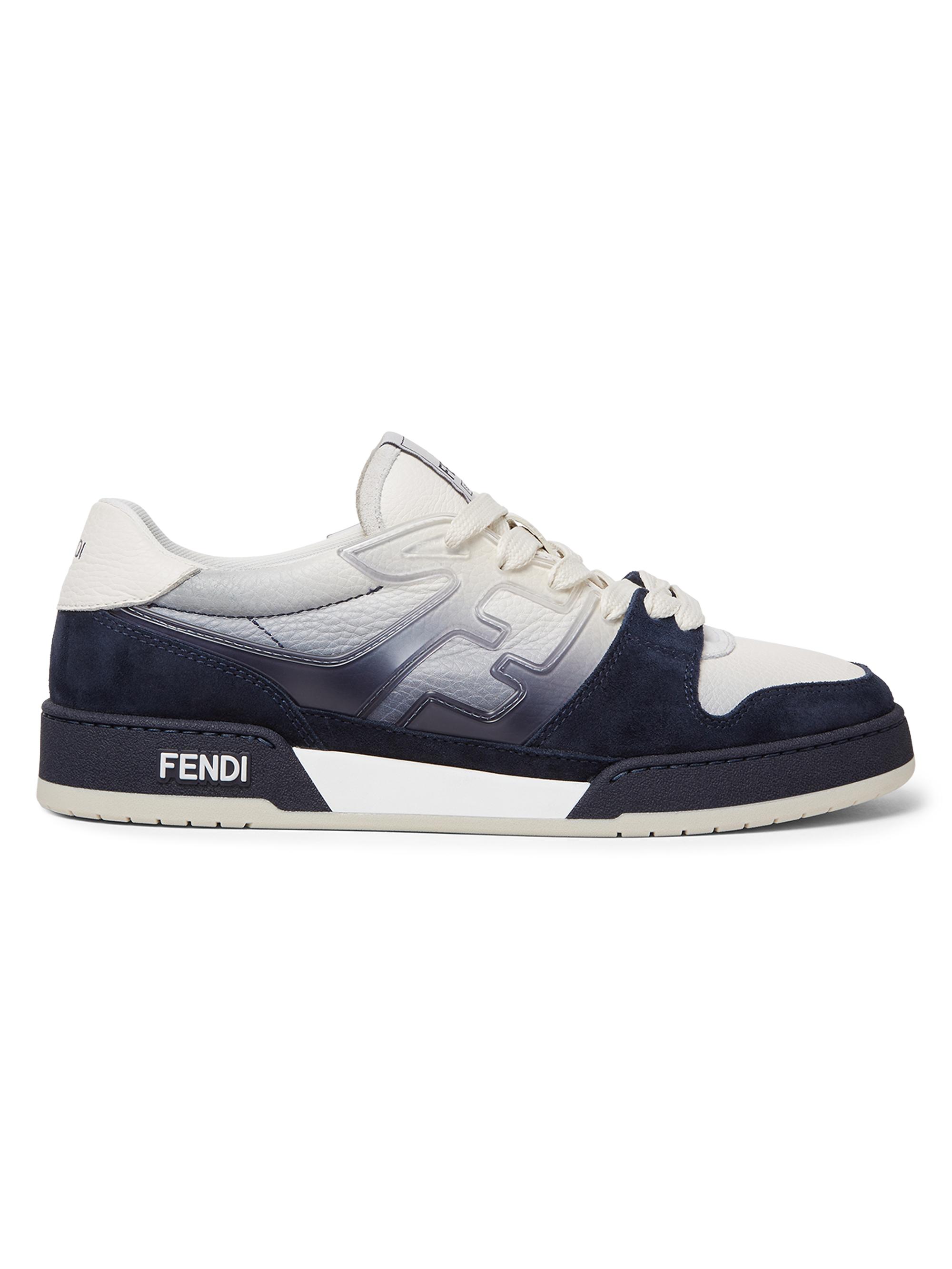 Fendi Men's Match Leather Low-Top Sneakers - Navy Bianco