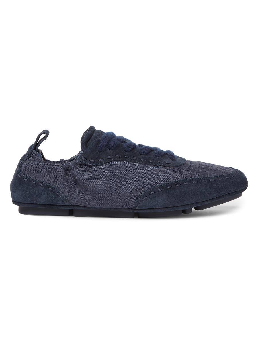 Fendi Men's Logo Jacquard Low-top Sneakers In Blue