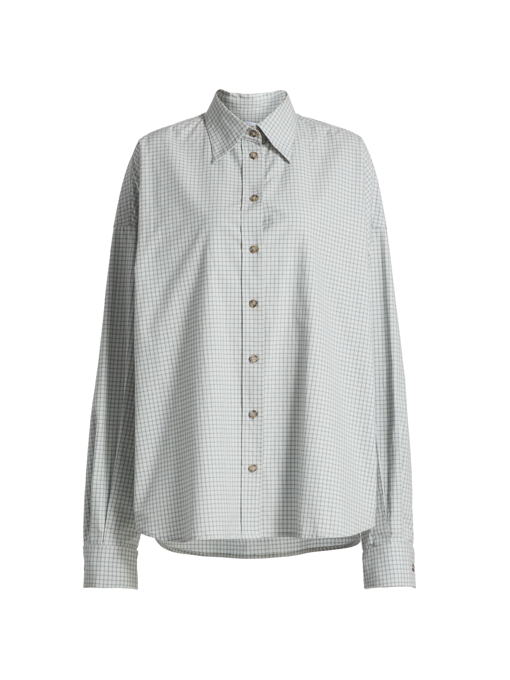 Brandon Maxwell Women's The Harvey Checked Cotton Boyfriend Shirt - Cool Grey