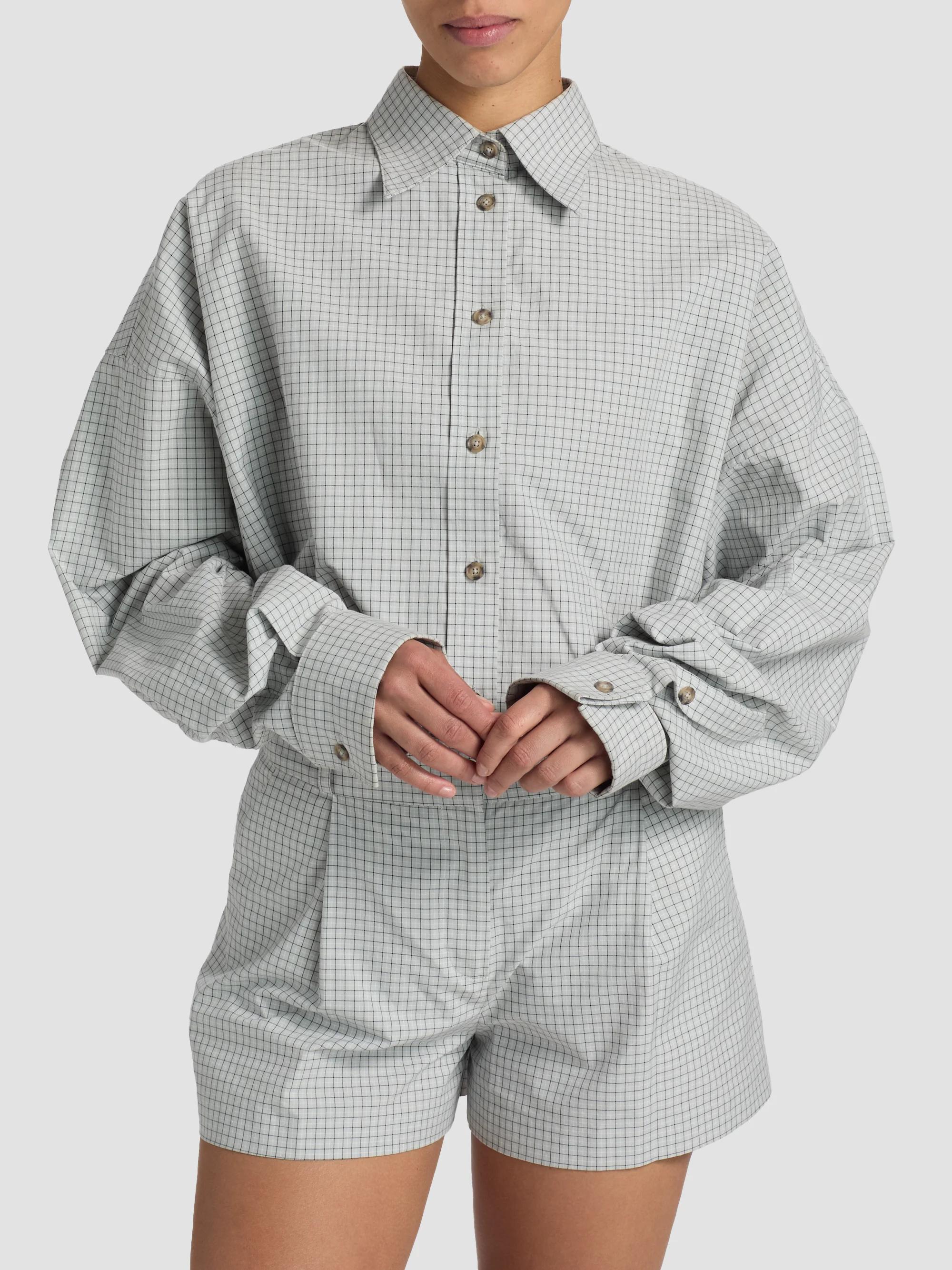 Brandon Maxwell The Harvey Checked Cotton Boyfriend Shirt | Saks