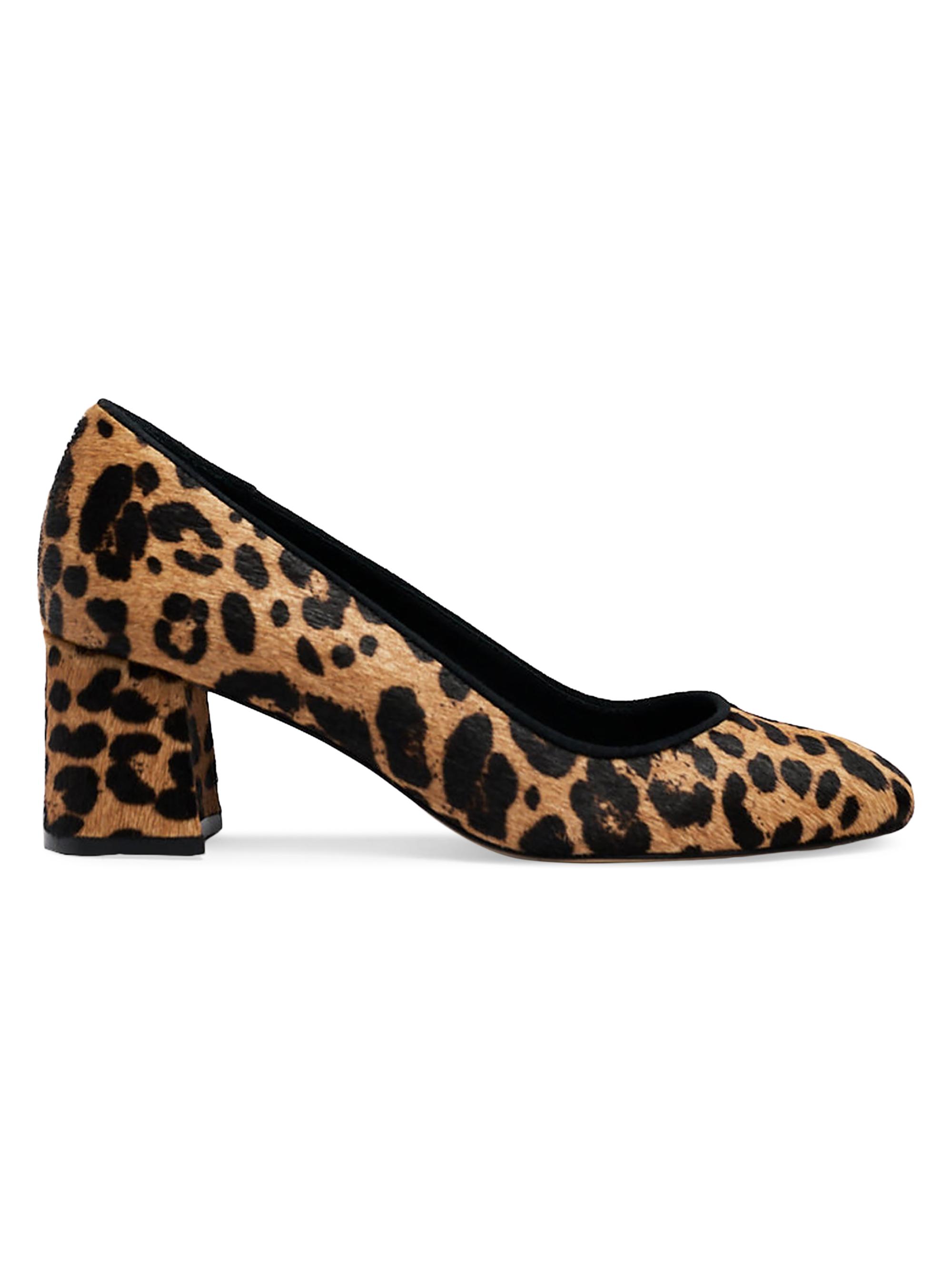 Marion Parke Women's Hair Calf 60MM Block Heel Pumps - Leopard