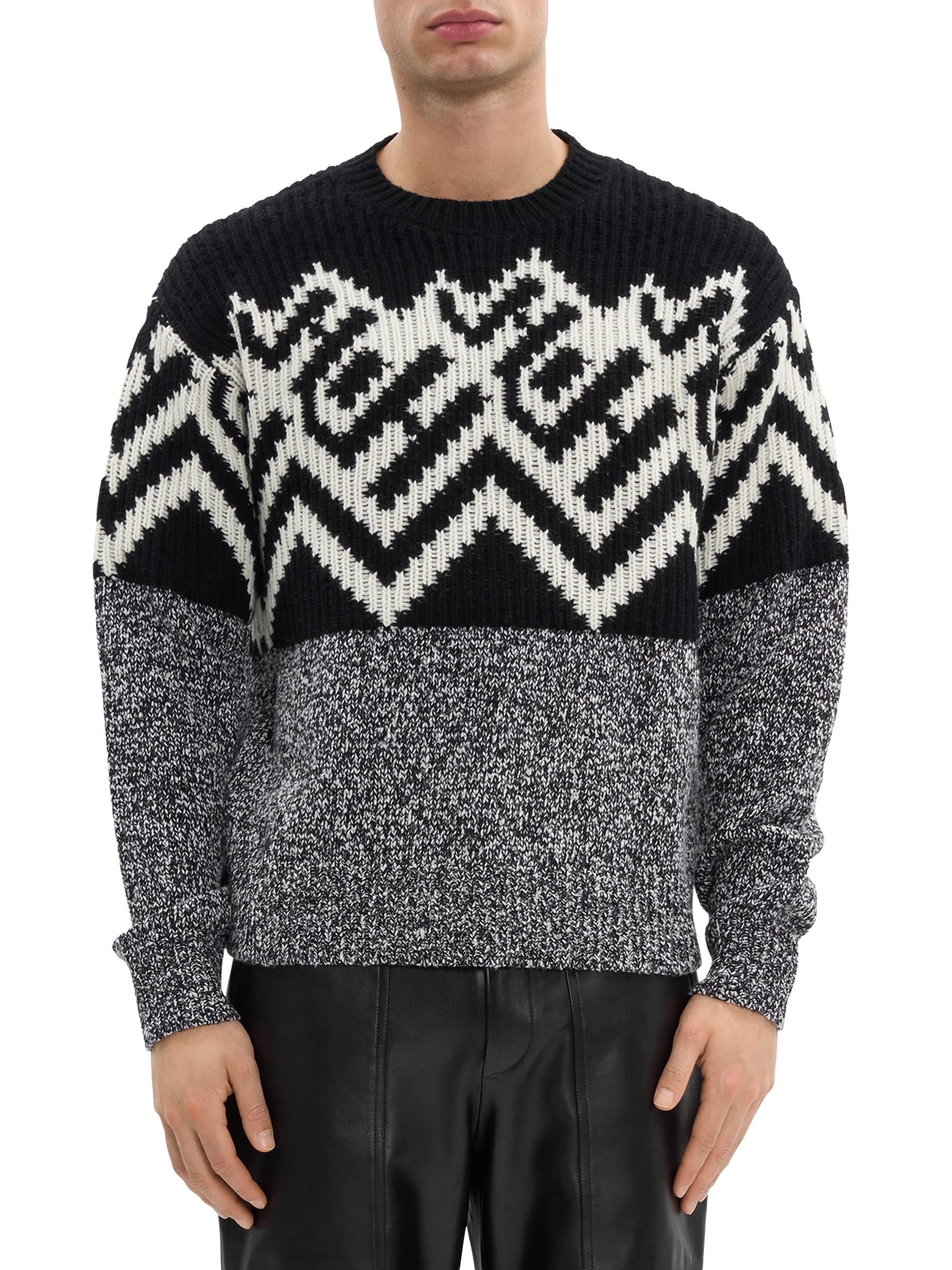 Helmut Lang Men's Fair Isle-Inspired Crewneck Sweater - Black