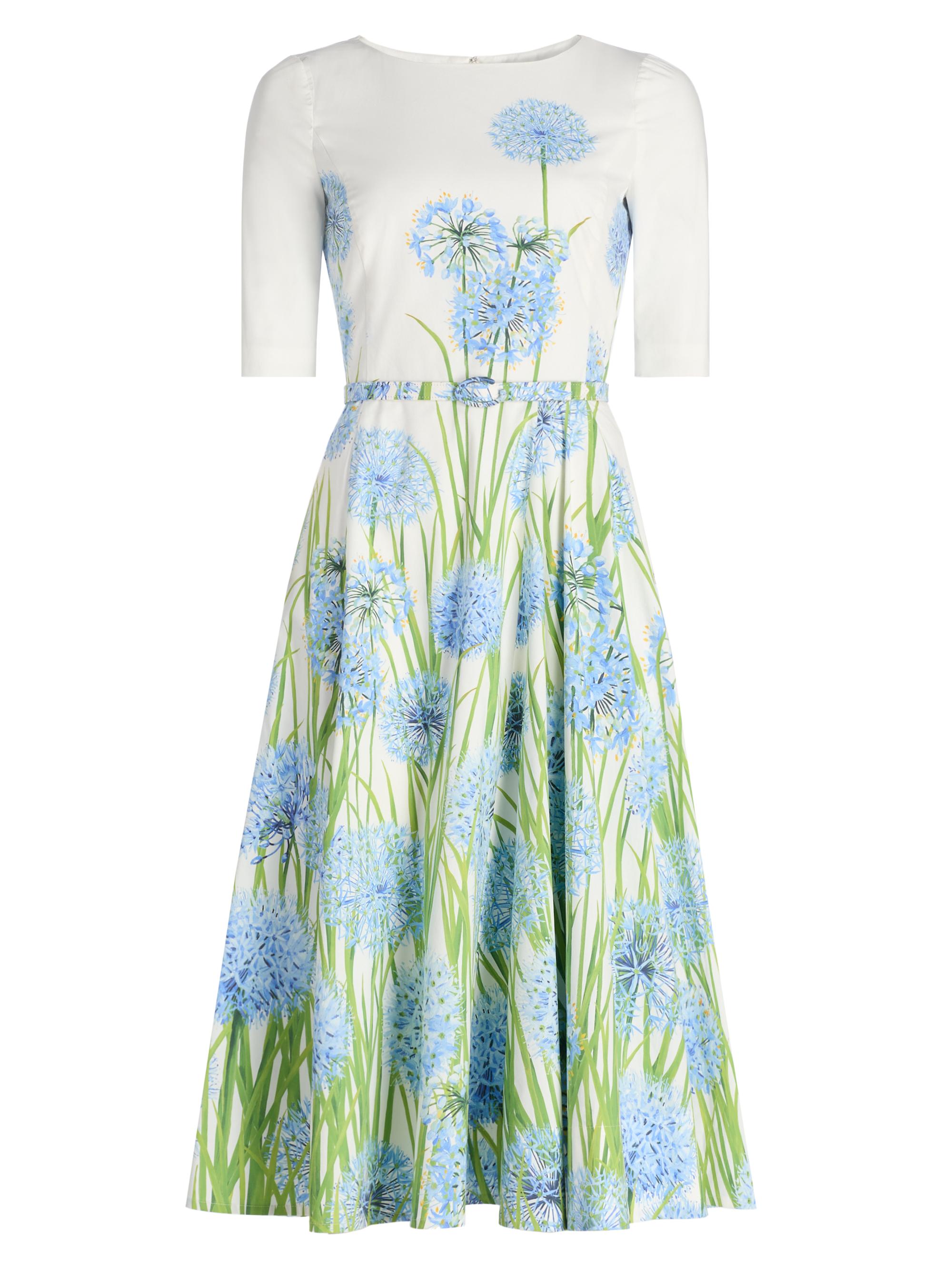 Oscar de la Renta Women's Allium Three-Quarter-Sleeve Midi-Dress - Blue White