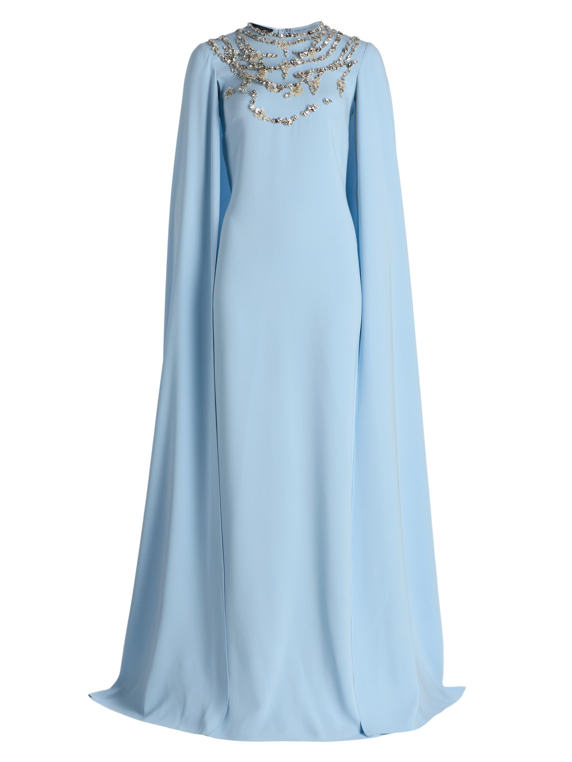 Oscar de la Renta Women's Crystal & Embroidered Silk-Blend Gown - Sky