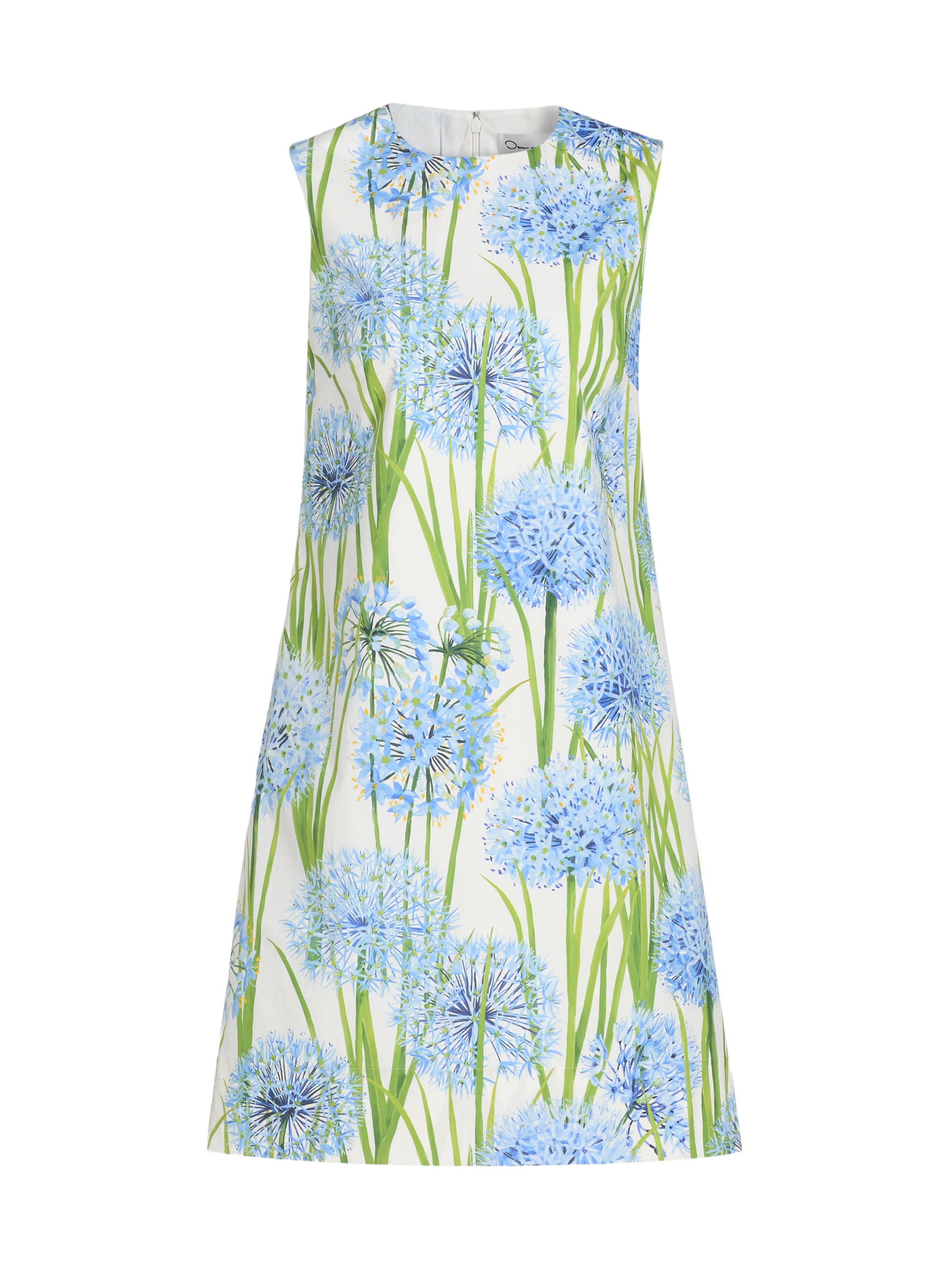 Oscar de la Renta Women's Allium-Print Stretch-Cotton Minidress - Blue White
