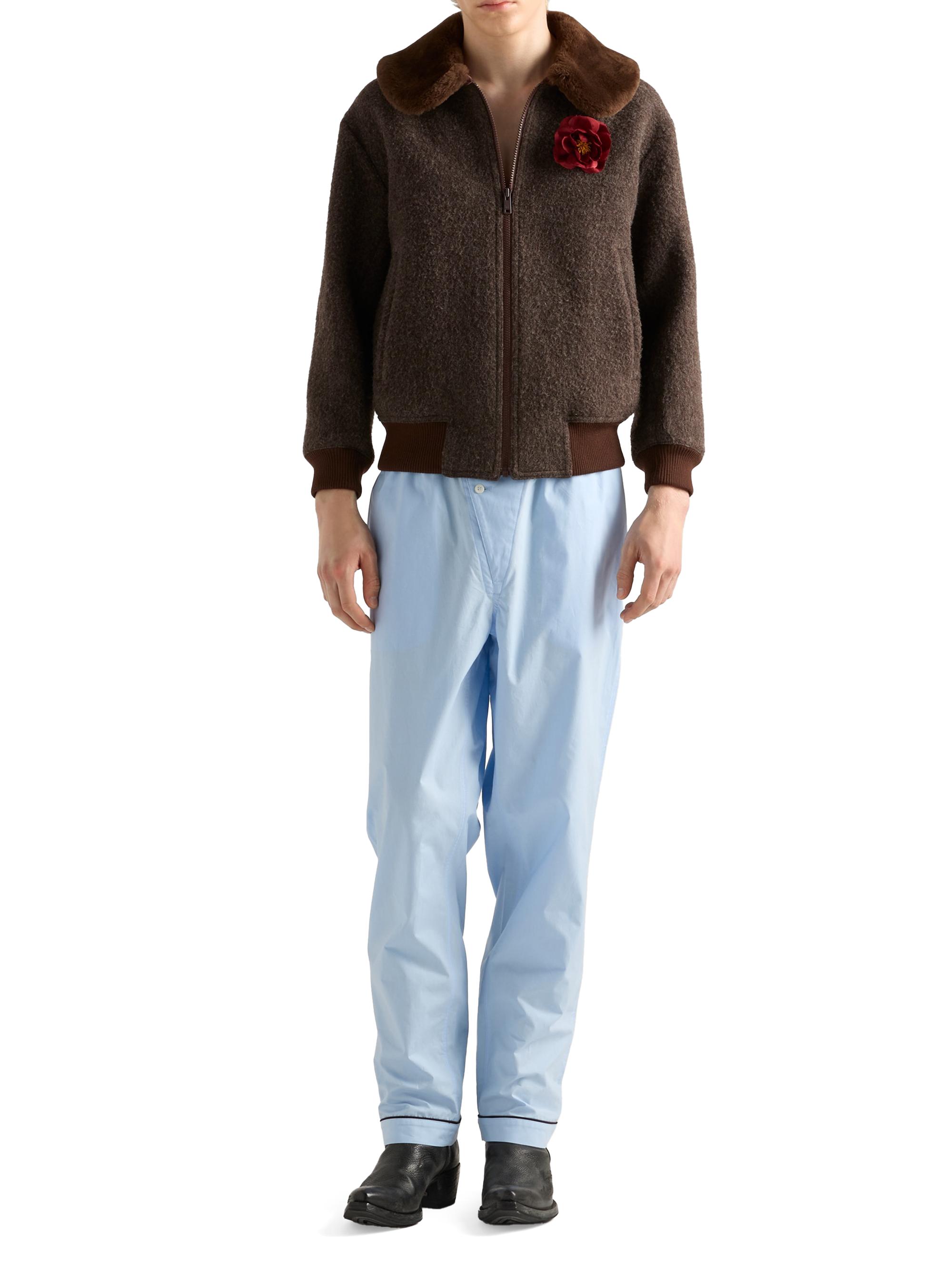 Prada Wool Blouson Jacket with Shearling Collar | Saks Fifth Avenue