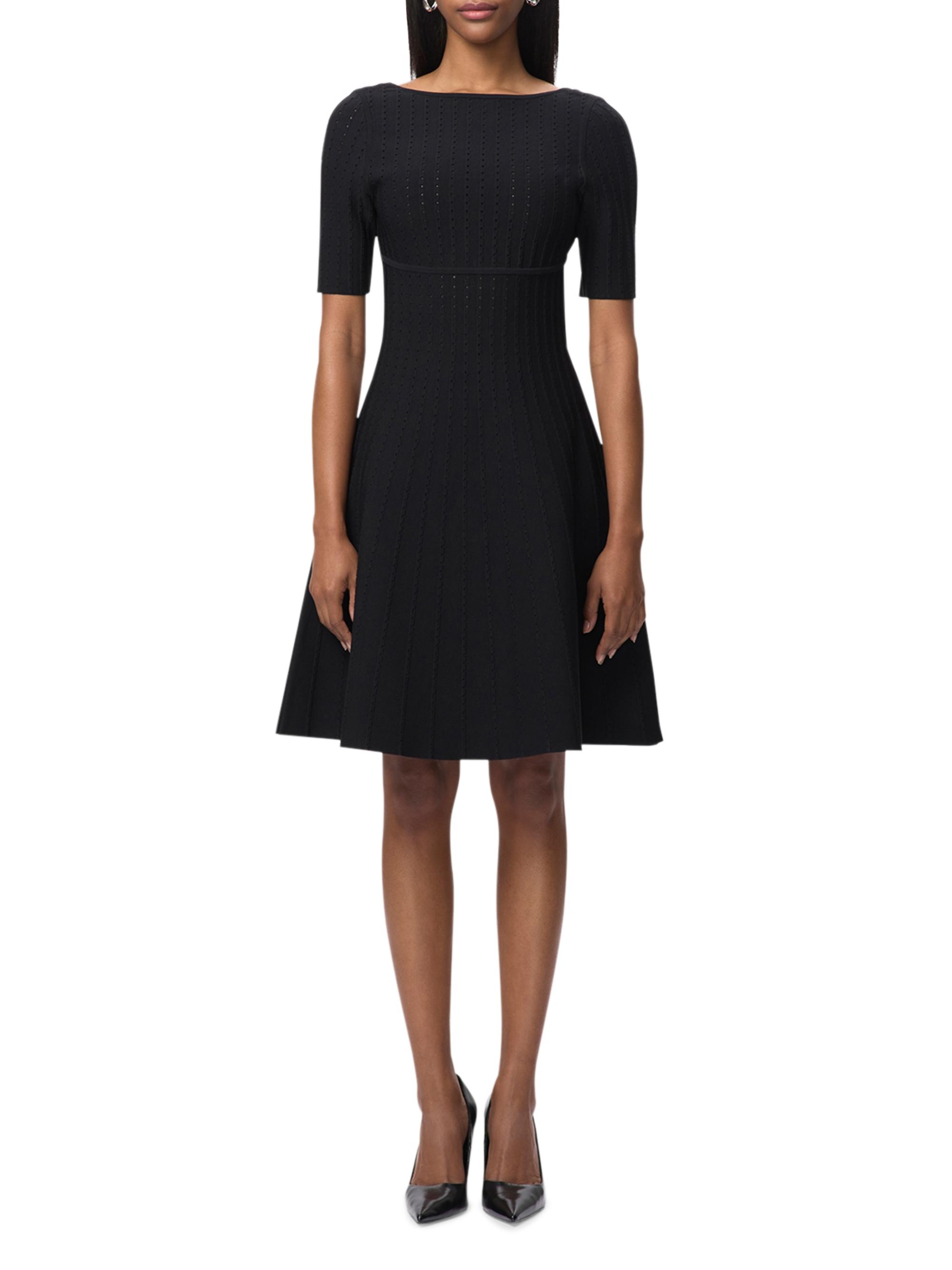 knit dress pregnancy Louie Striped Knit Maternity & Nursing Dress XS / Black