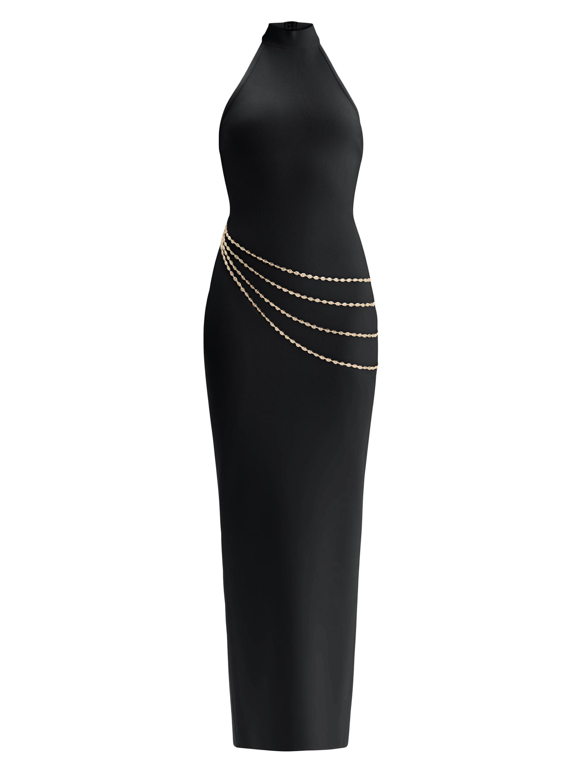 Hervé Léger Women's The Sybil Chain-Trim Halter Gown - Black