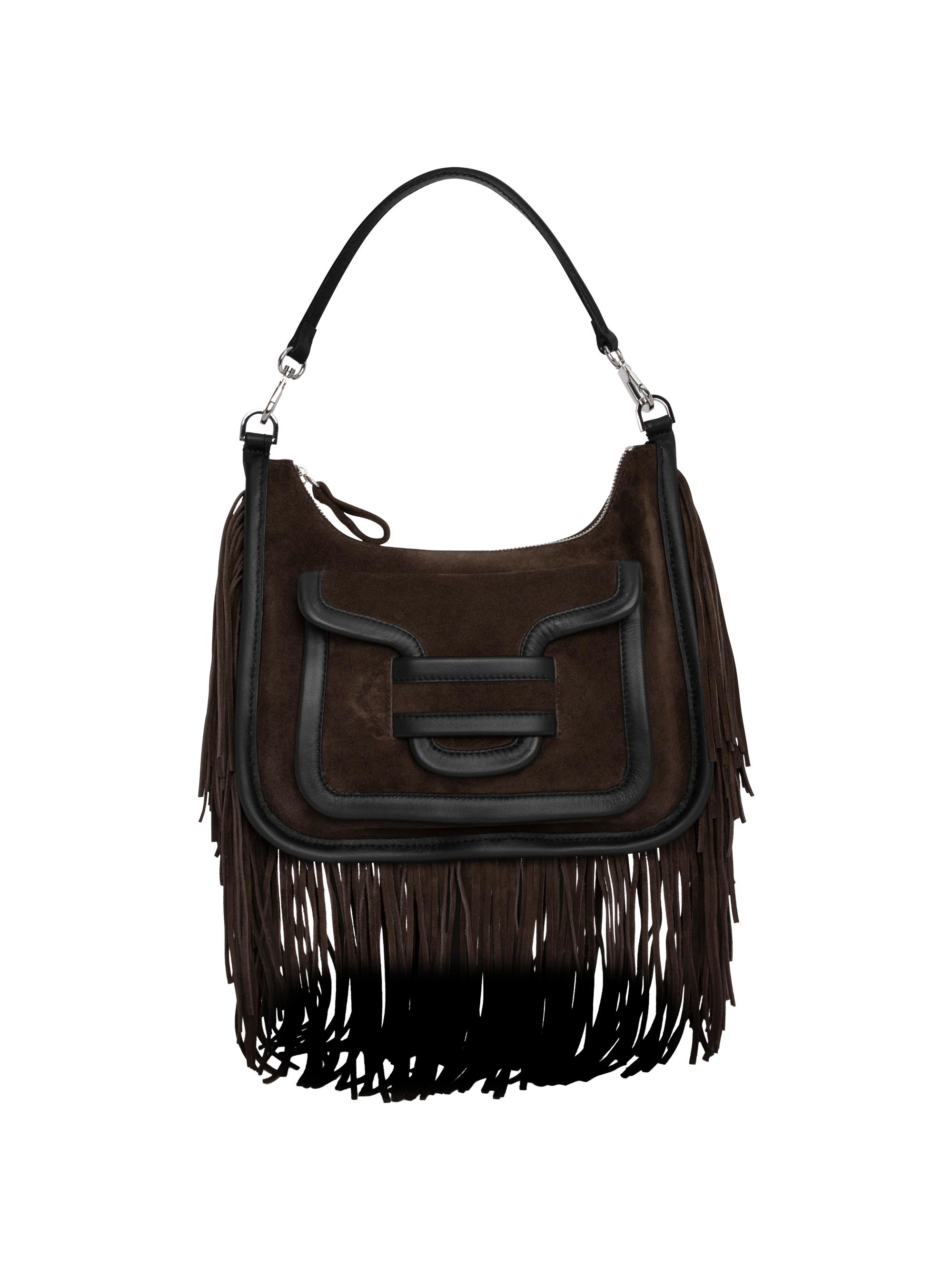 Pierre Hardy Women's Alpha Day Miss Texas Fringed Suede Shoulder Bag - Dark Brown Black