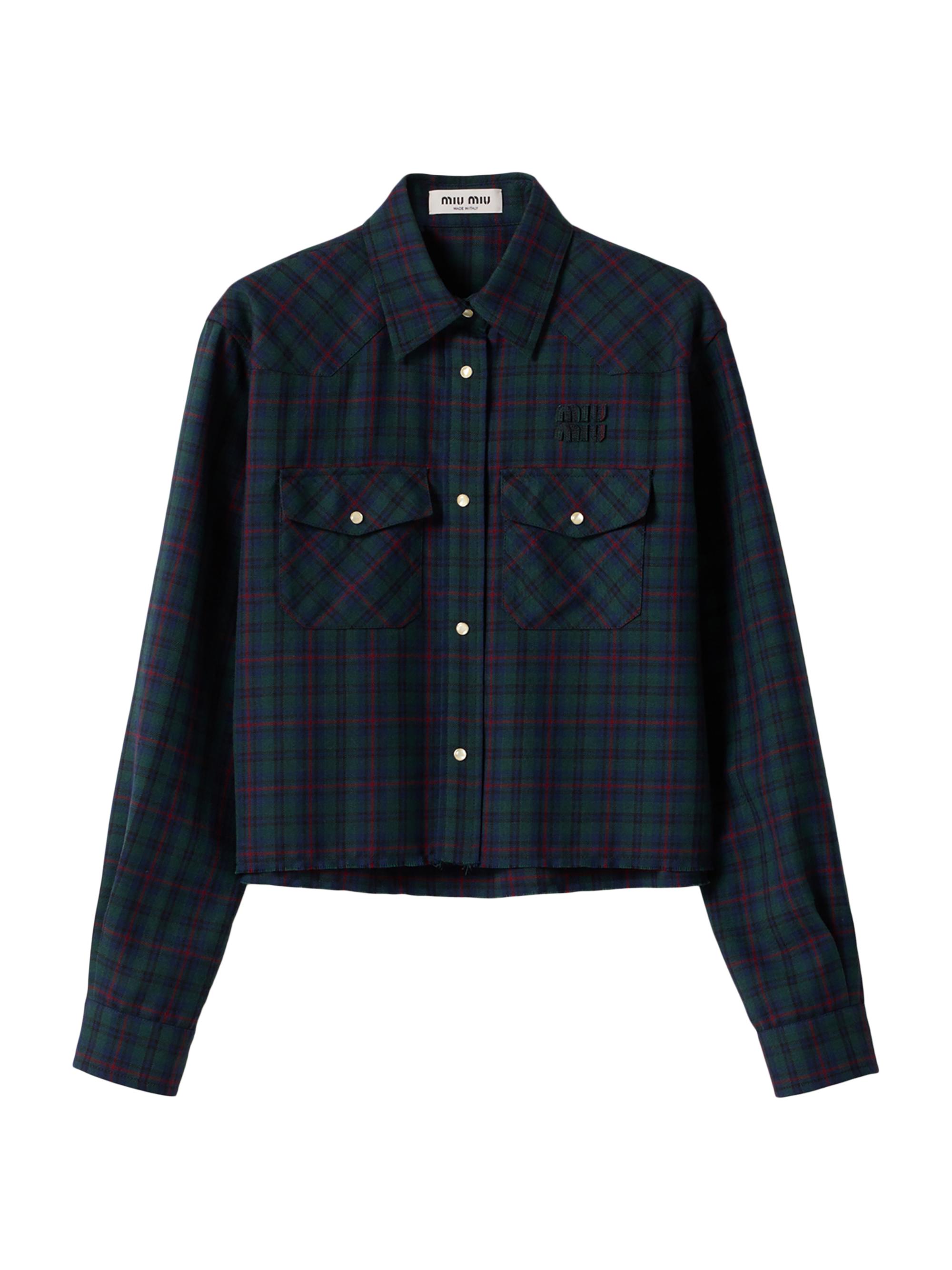 Miu Miu Women's Plaid Shirt - Blue