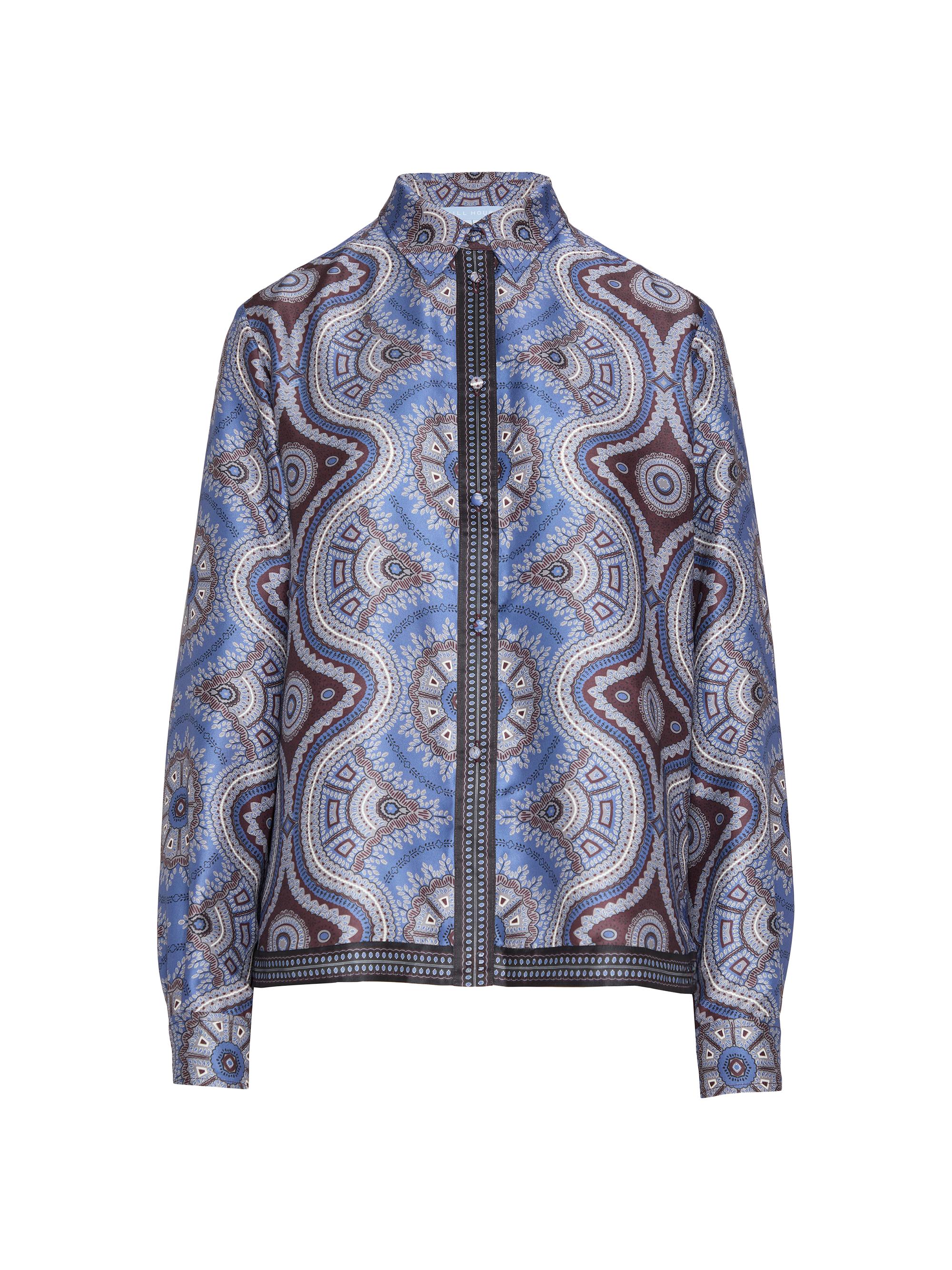 Hill House Home Women's The Liv Top - Brown Cobalt Medallion