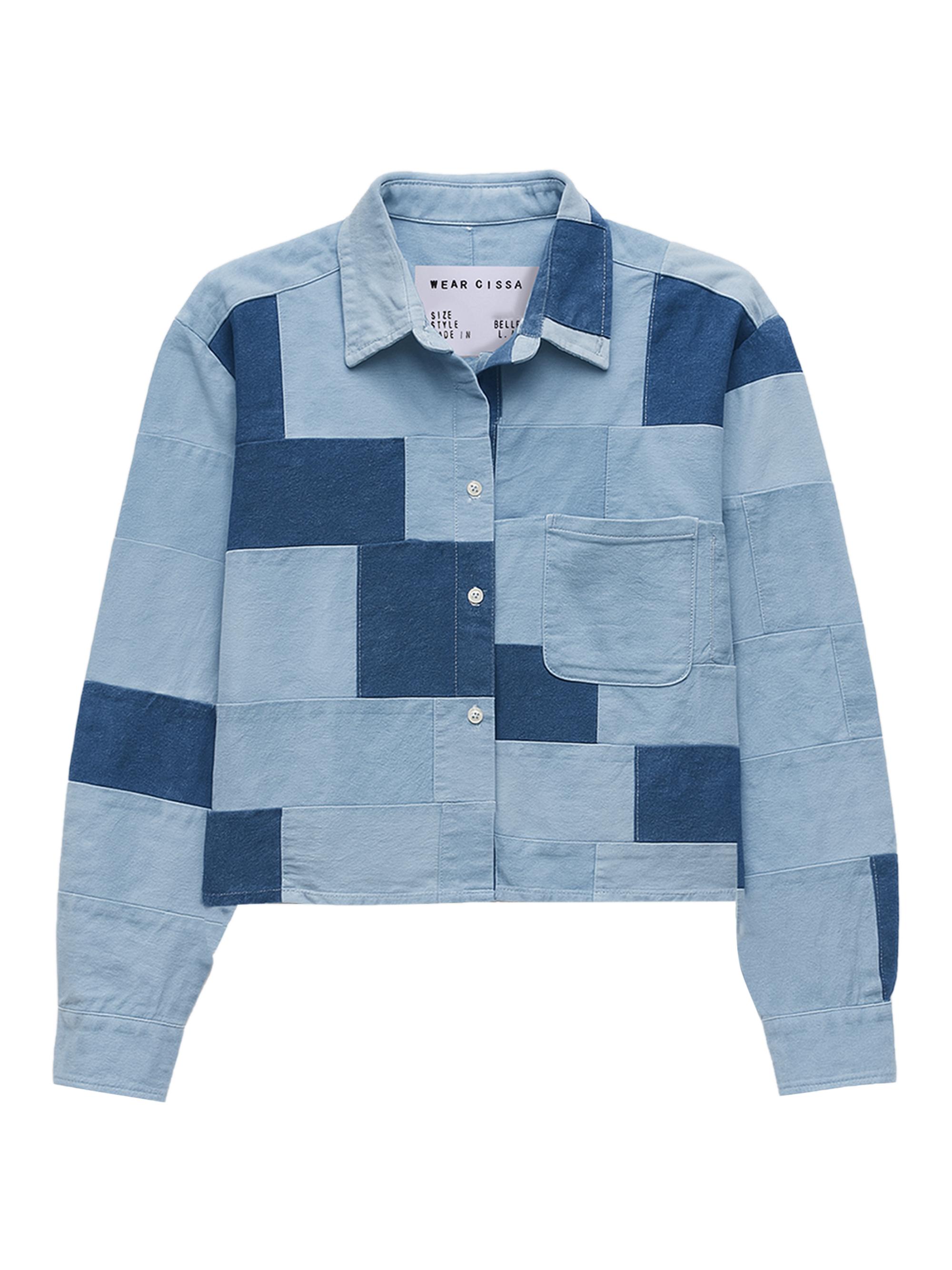 Cissa Women's The Belle Patchwork Button-Front Shirt - Denim Patch