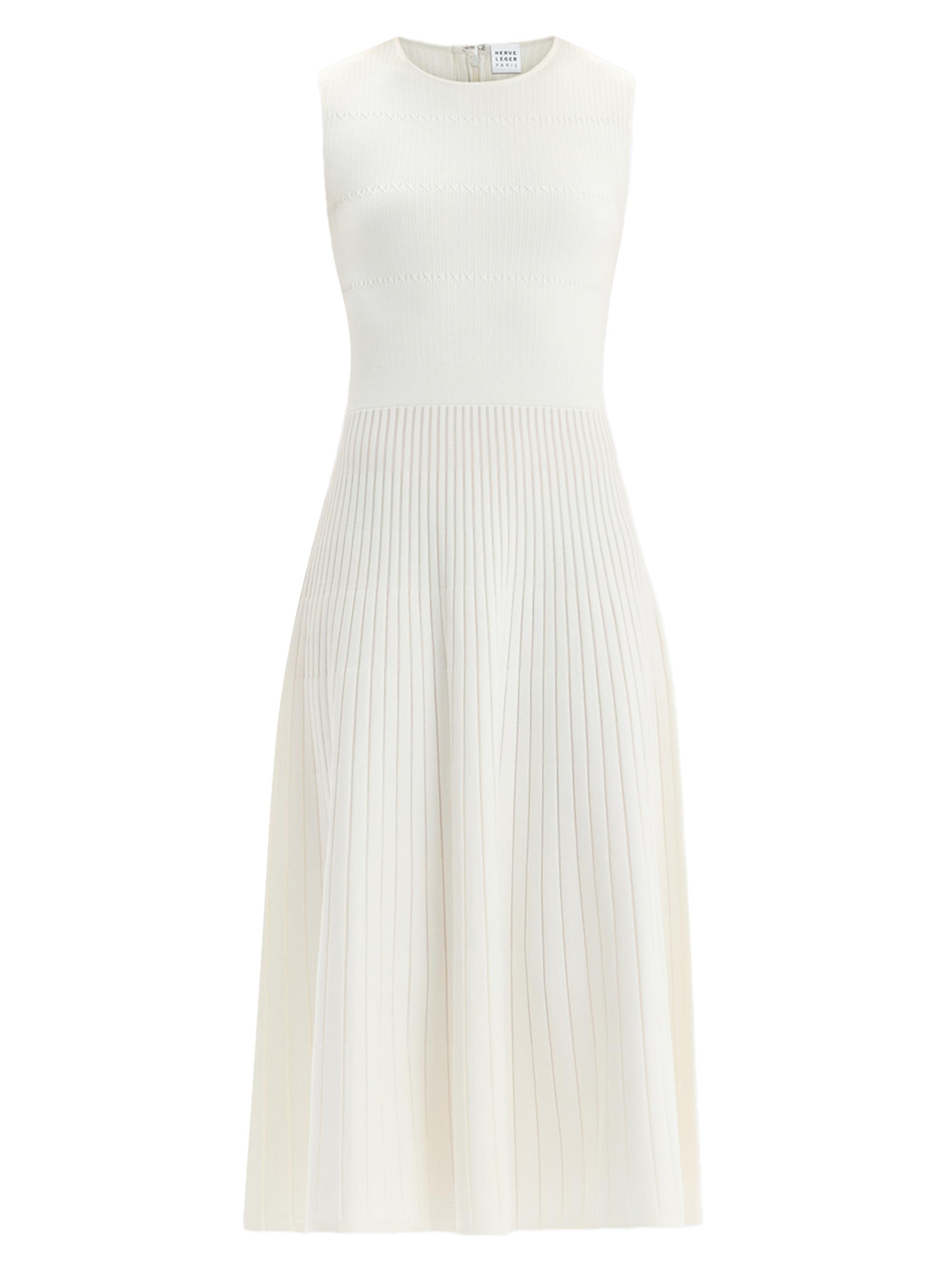 Hervé Léger Women's Cassia Pointelle-Knit Midi-Dress - Alabaster