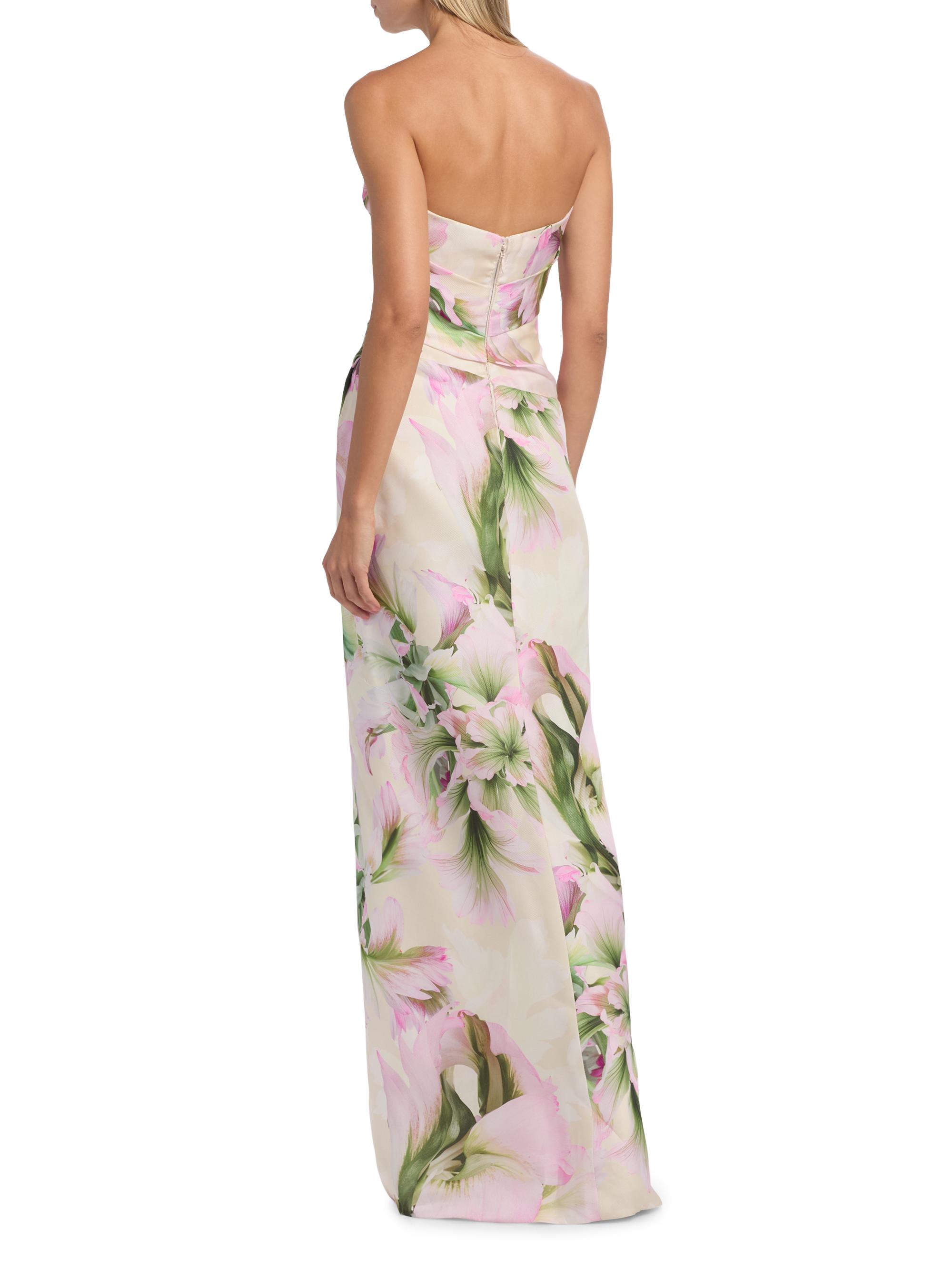Monique Lhuillier Women's Floral Mikado Strapless Gown - Carnation Multi | Thumbnail 5