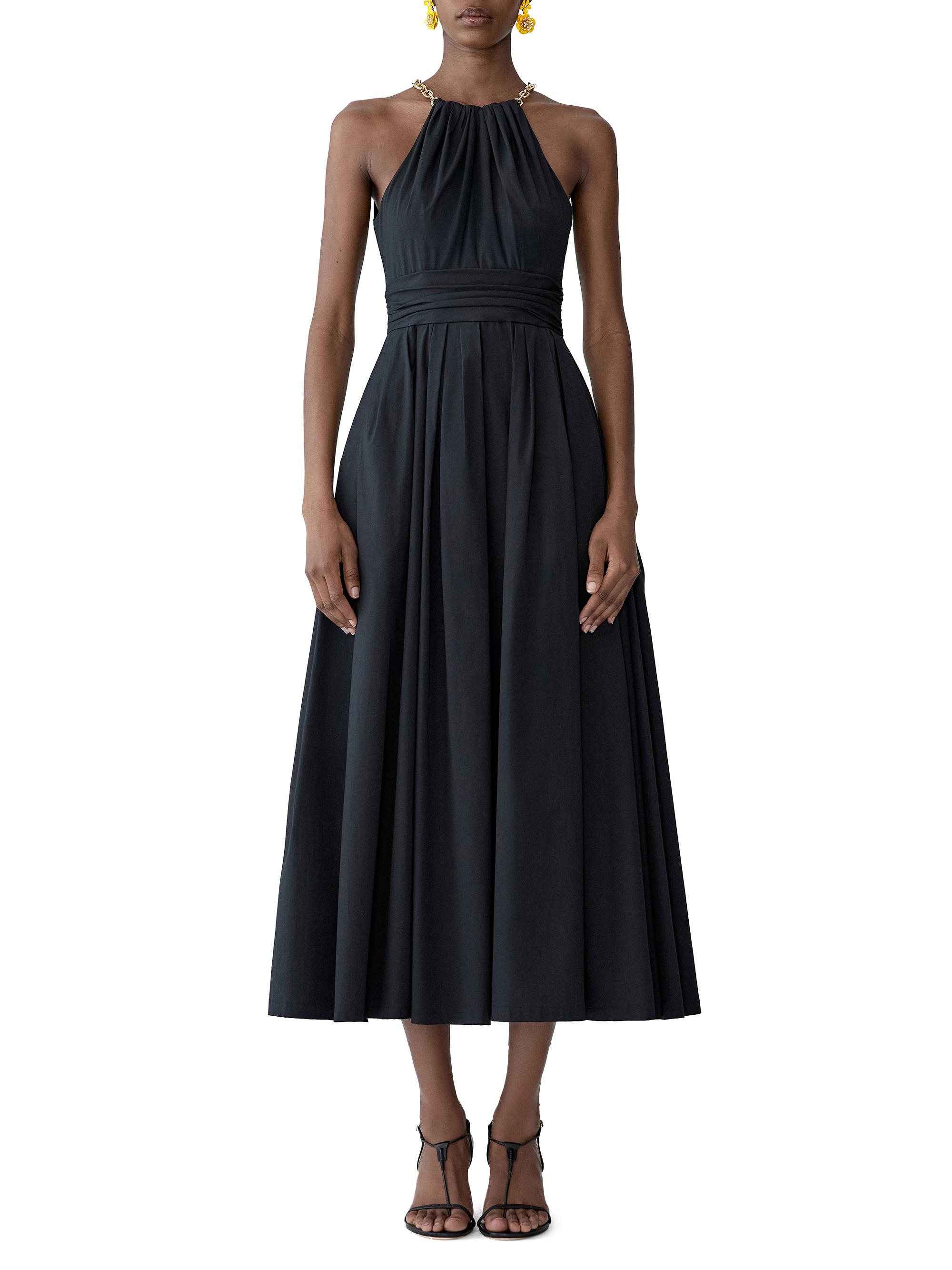 Carolina Herrera Chain-Strap Halterneck Midi Dress