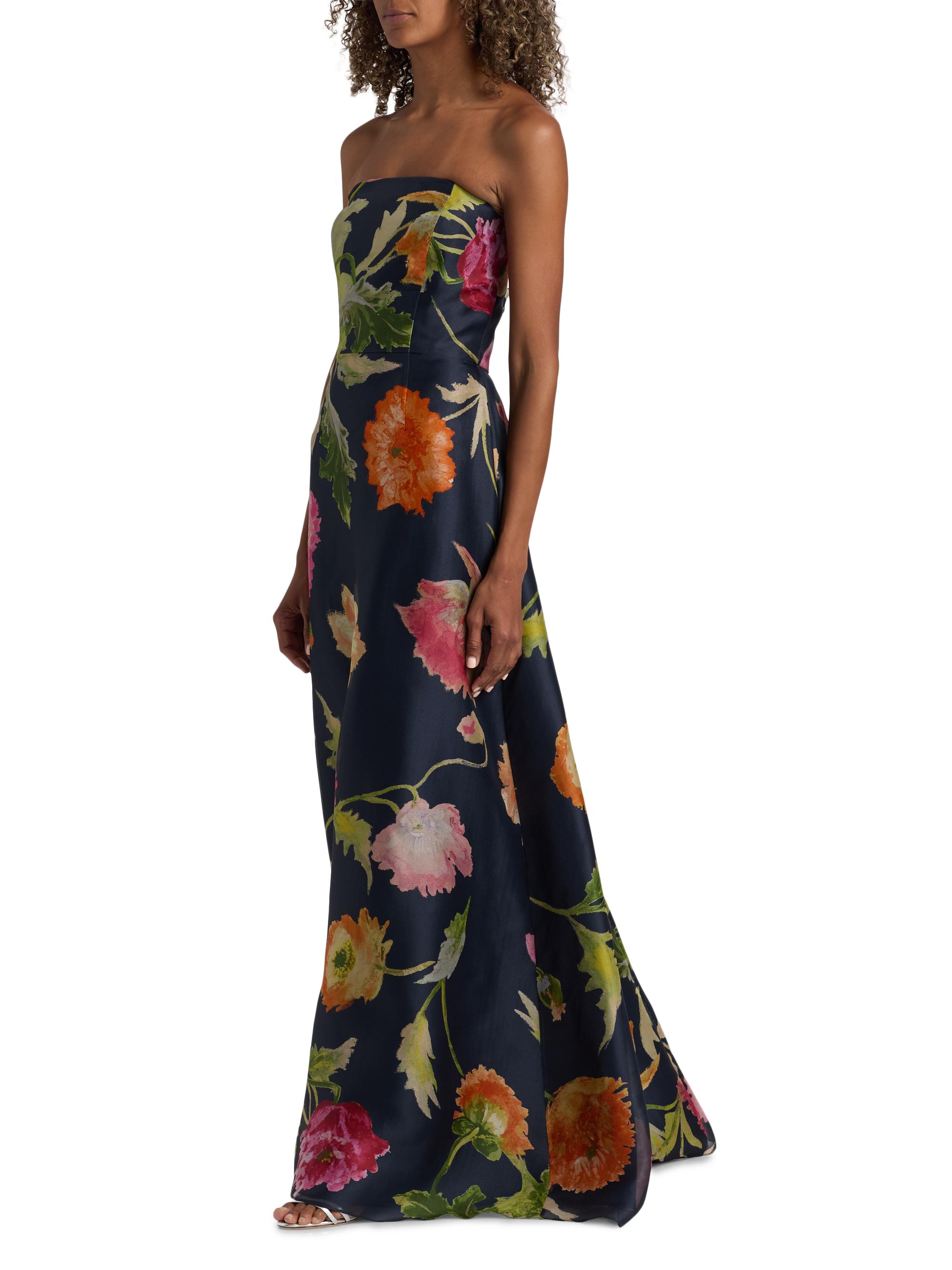 Carolina Herrera Floral Silk Strapless A-Line Gown | Saks Fifth Avenue
