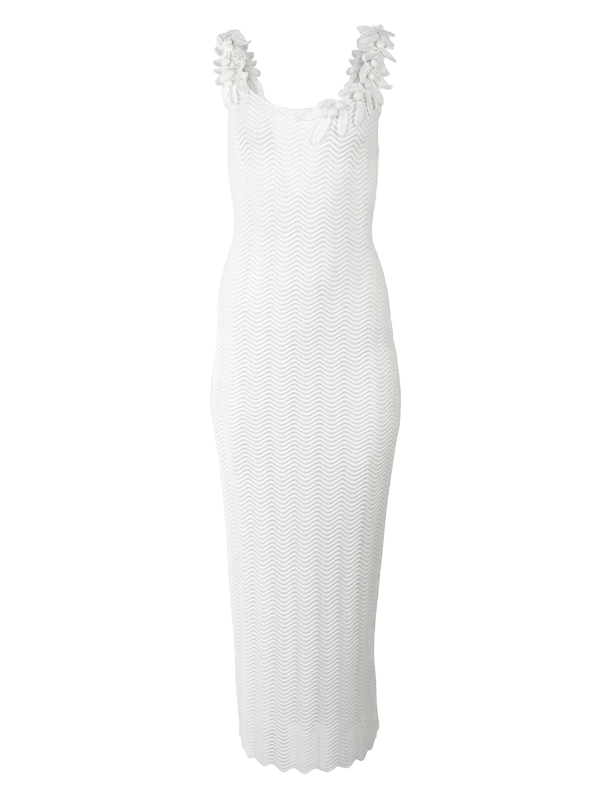 Carolina Herrera Women's Leaf-Embroidered Knit Maxi Dress - White