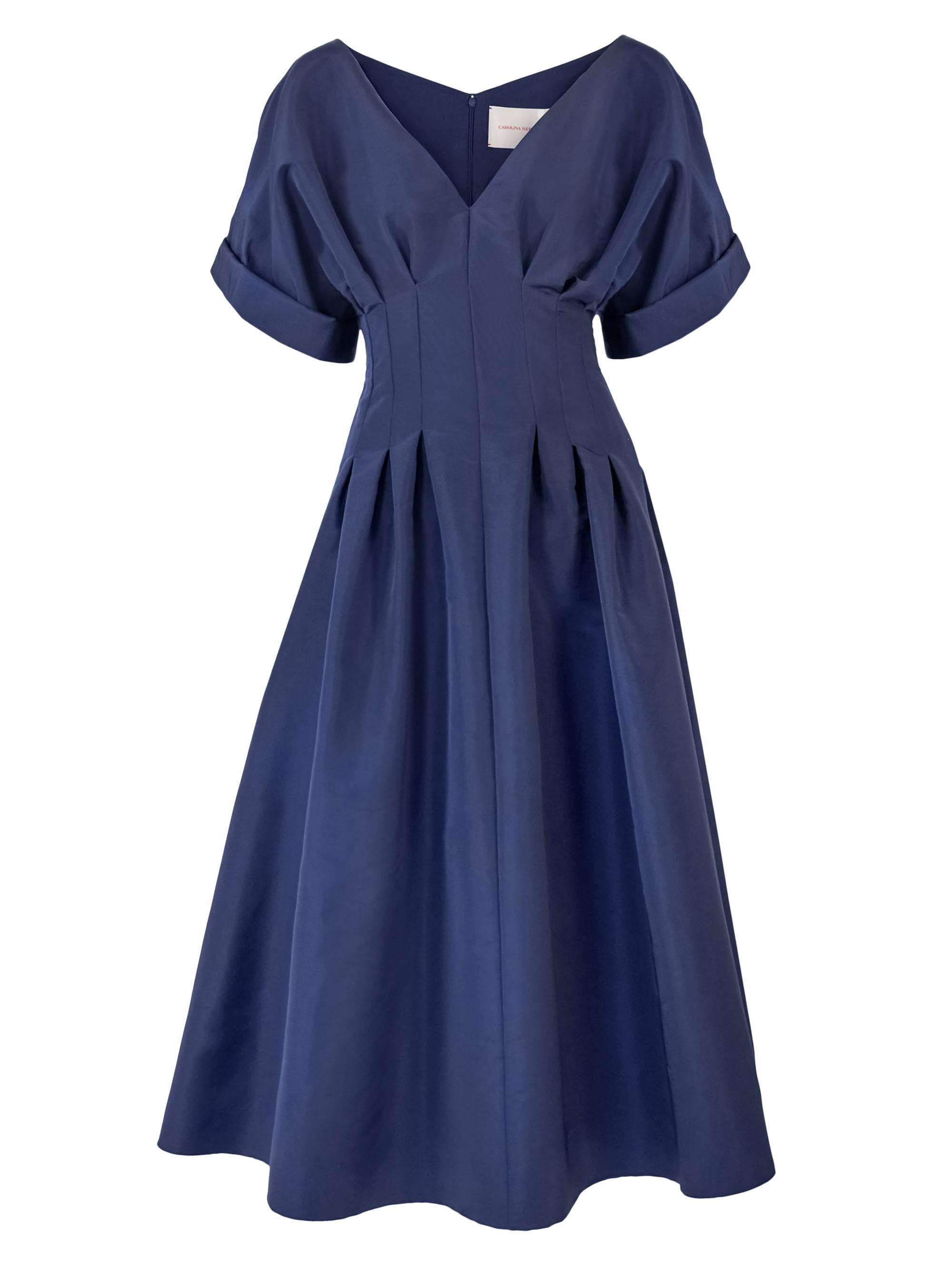 Women's Corset Silk V-Neck Cocktail Dress - Midnight