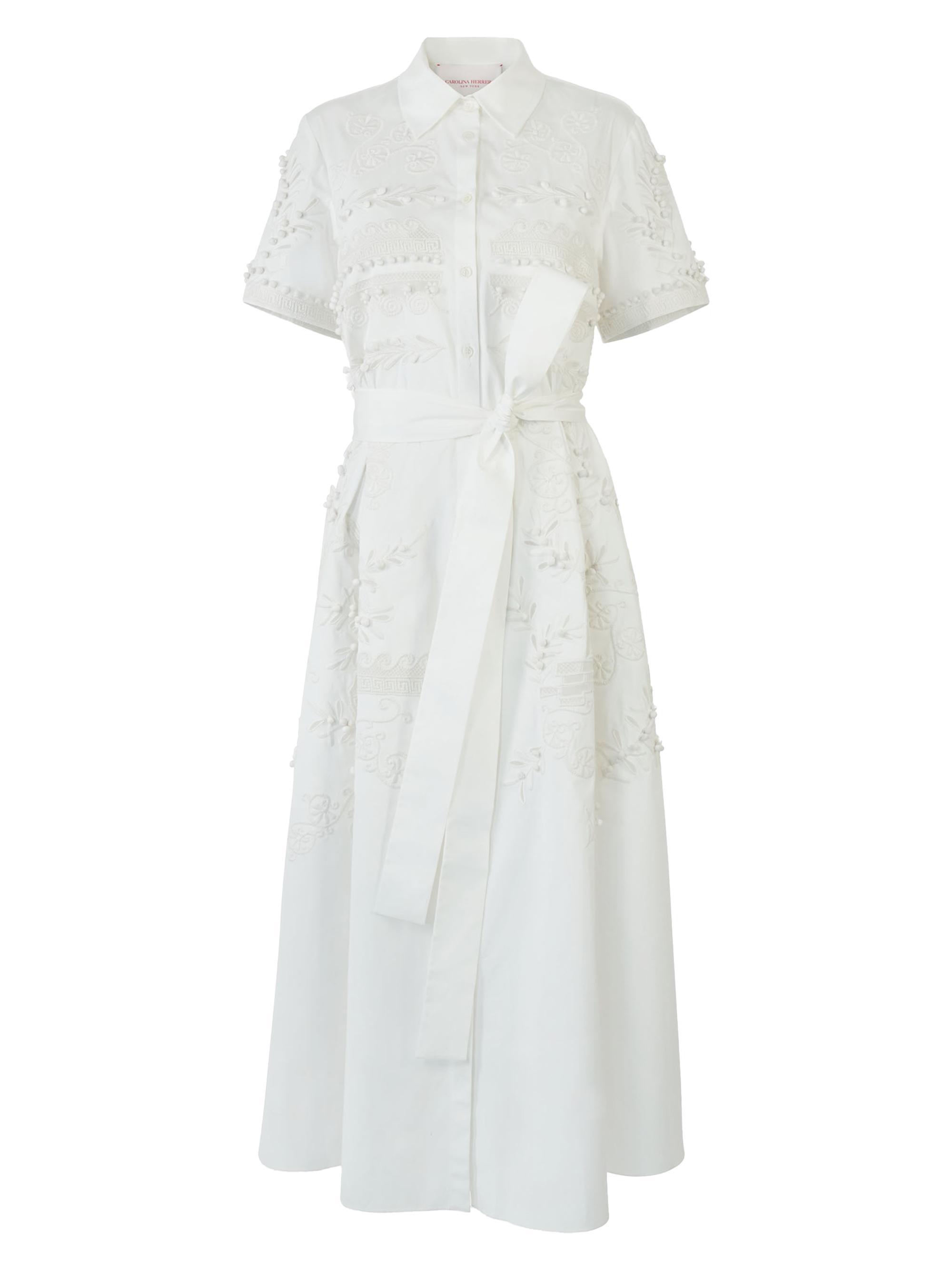 Carolina Herrera Women's Resort Floral Embroidered Cotton Shirtdress - White