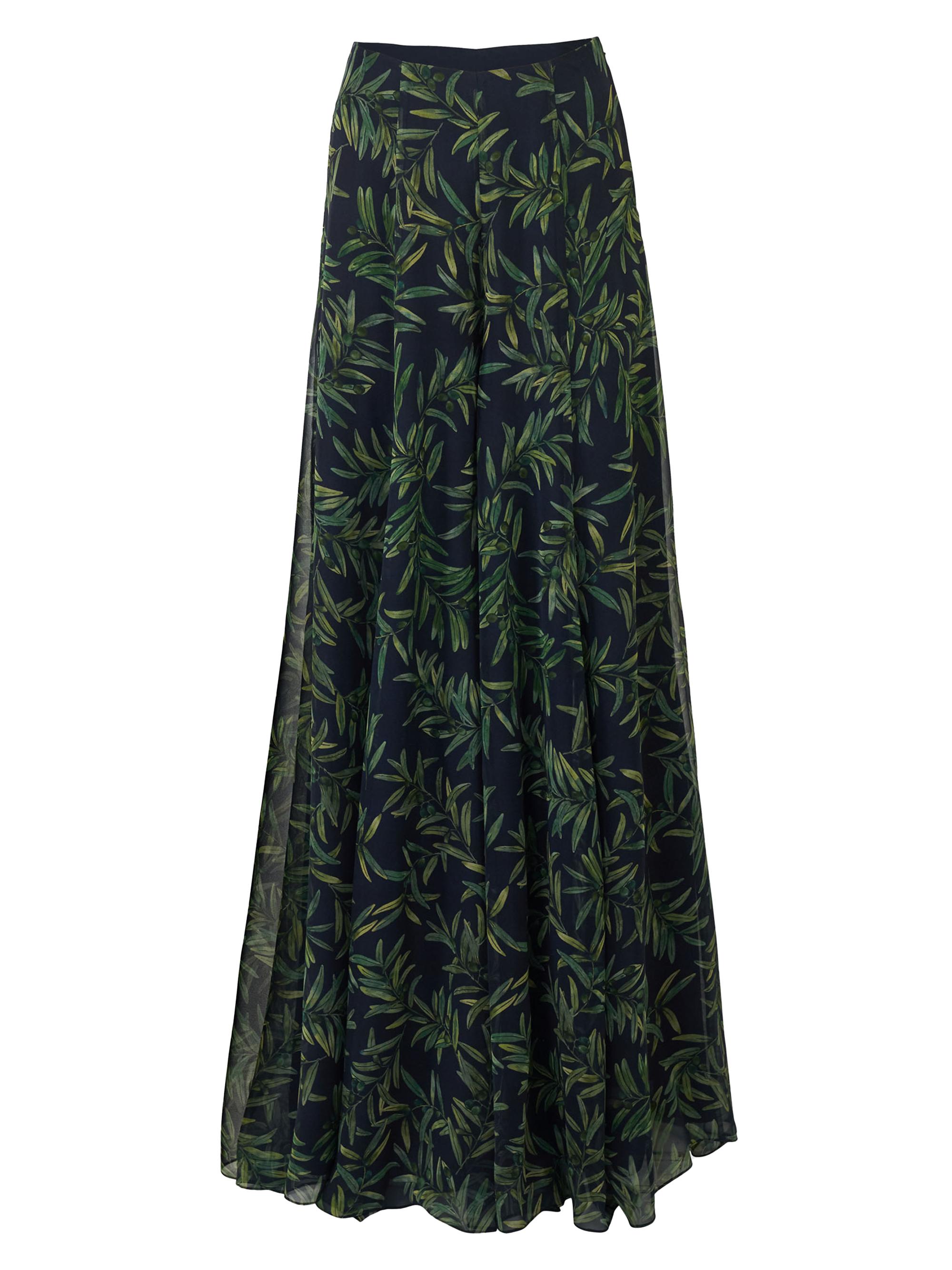 Carolina Herrera Women's Iris Leaf Print Silk Wide-Leg Pants - Midnight Multi