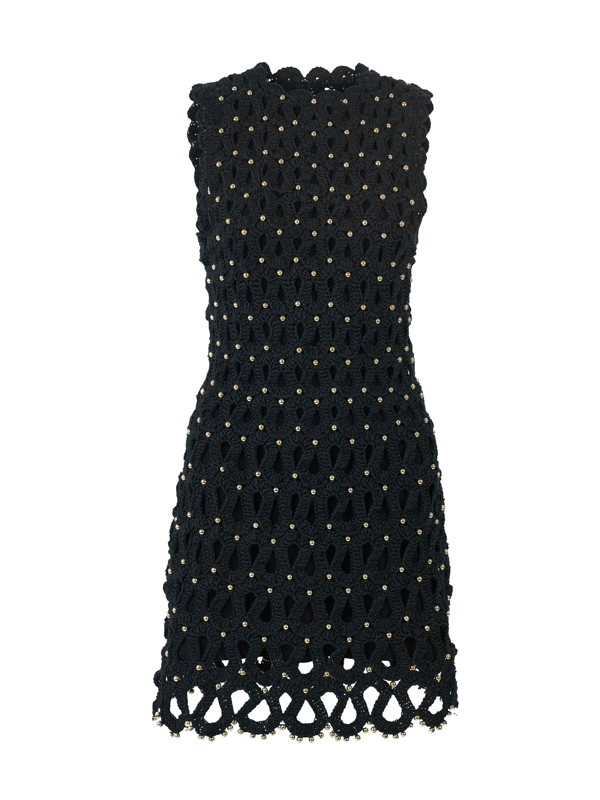 Carolina Herrera Women's Embellished Corded Crochet Cotton Minidress - Black