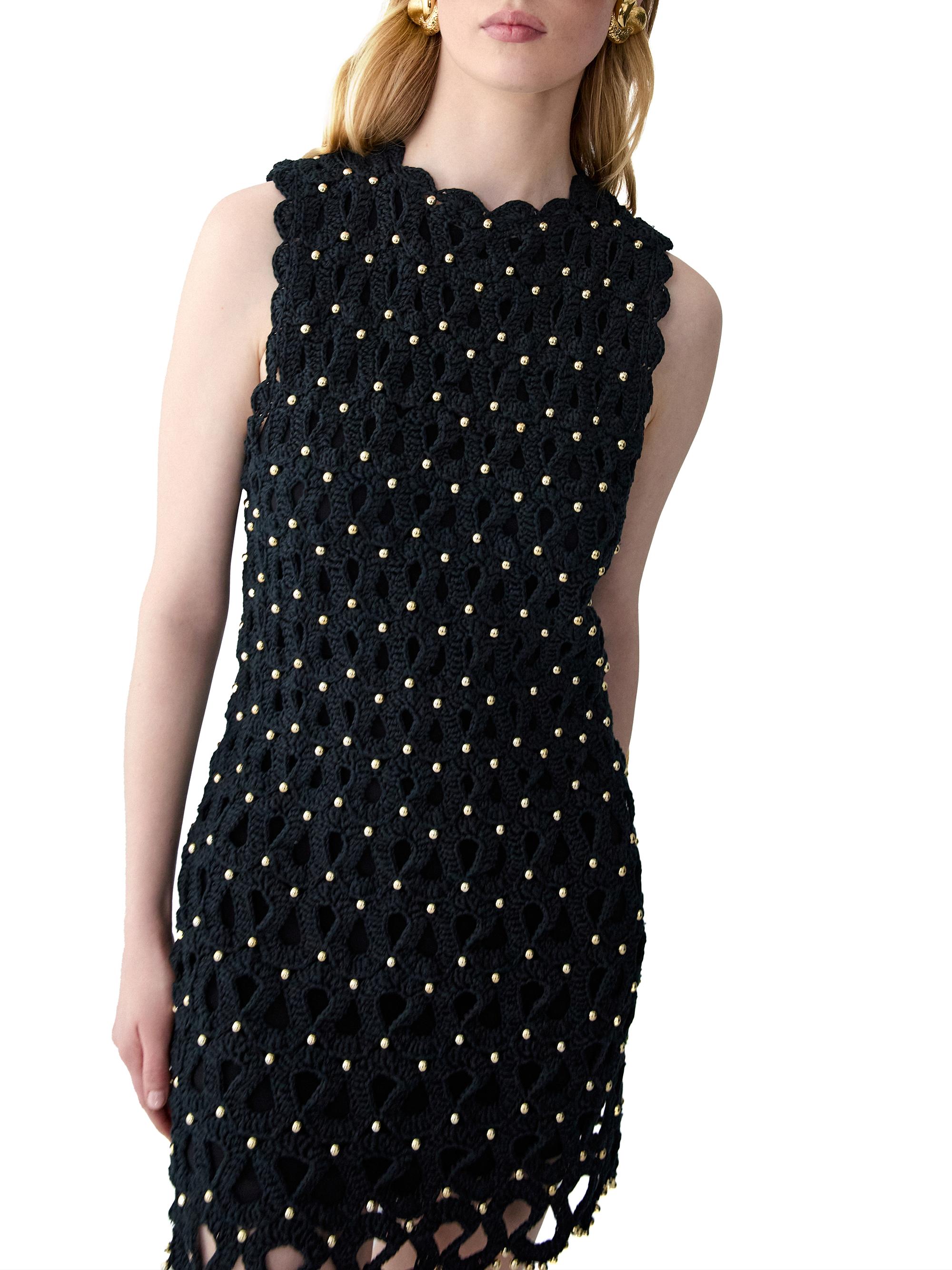 Embellished Corded Crochet Cotton Minidress