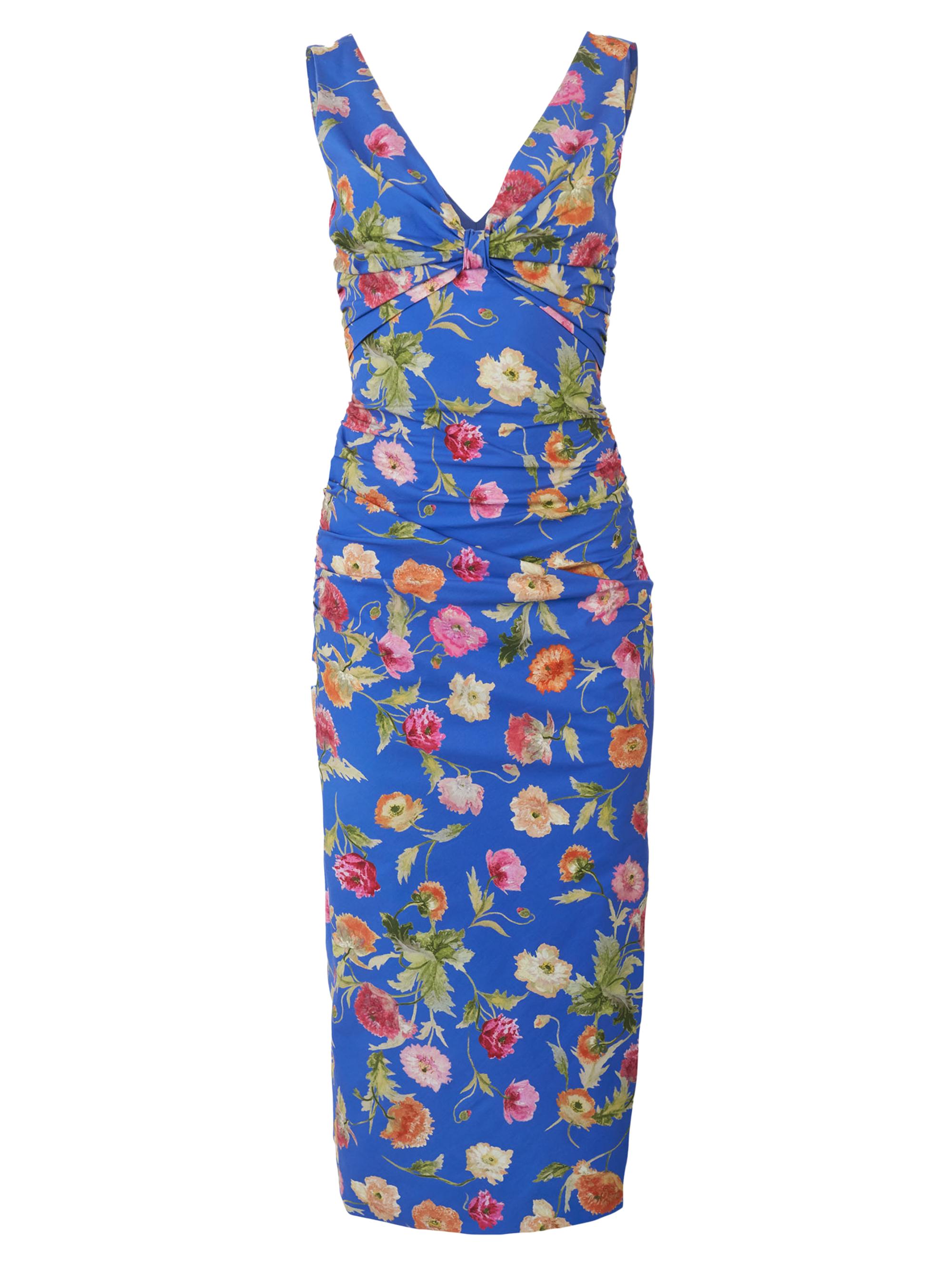 Carolina Herrera Women's Floral Stretch Cotton Sheath Dress - Bluebell Multi